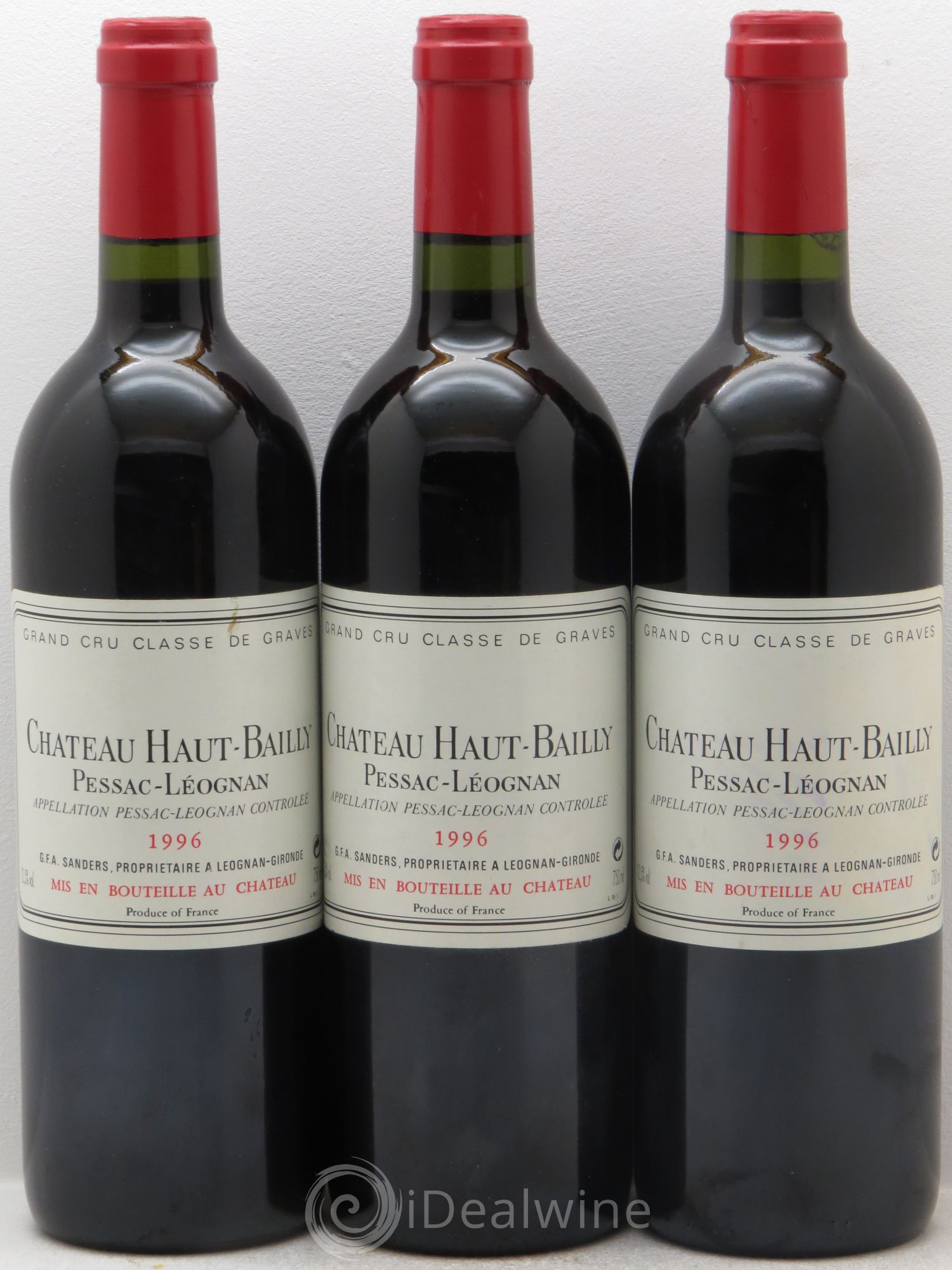 Château Haut-Bailly Cru Classé de Graves 1996 - Lot de 3 bouteilles - 0