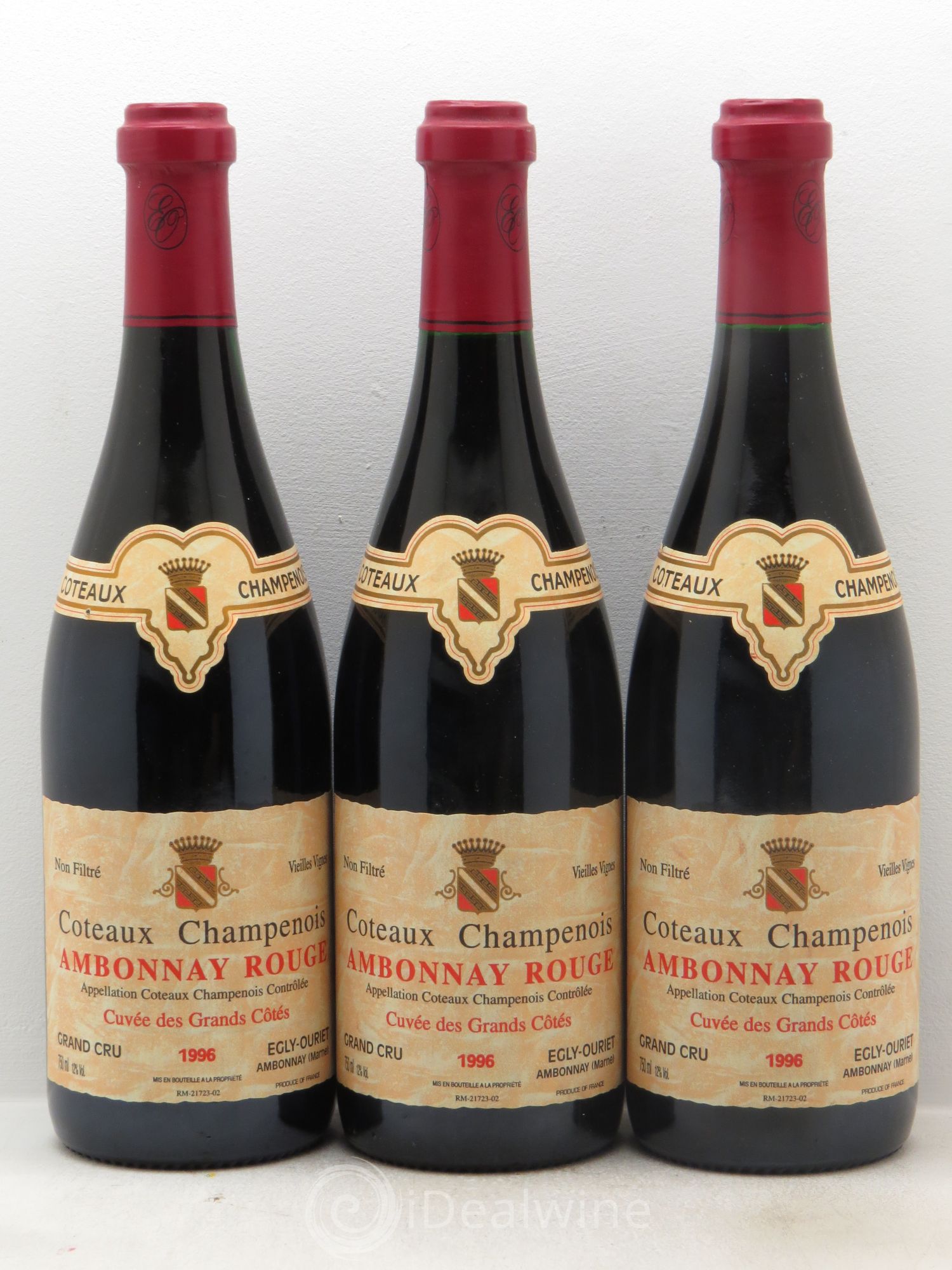 Divers Coteaux Champenois Ambonnay Egly Ouriet Cuvée des Grandes Côtes 1996 - Posten von 3 Flaschen - 0
