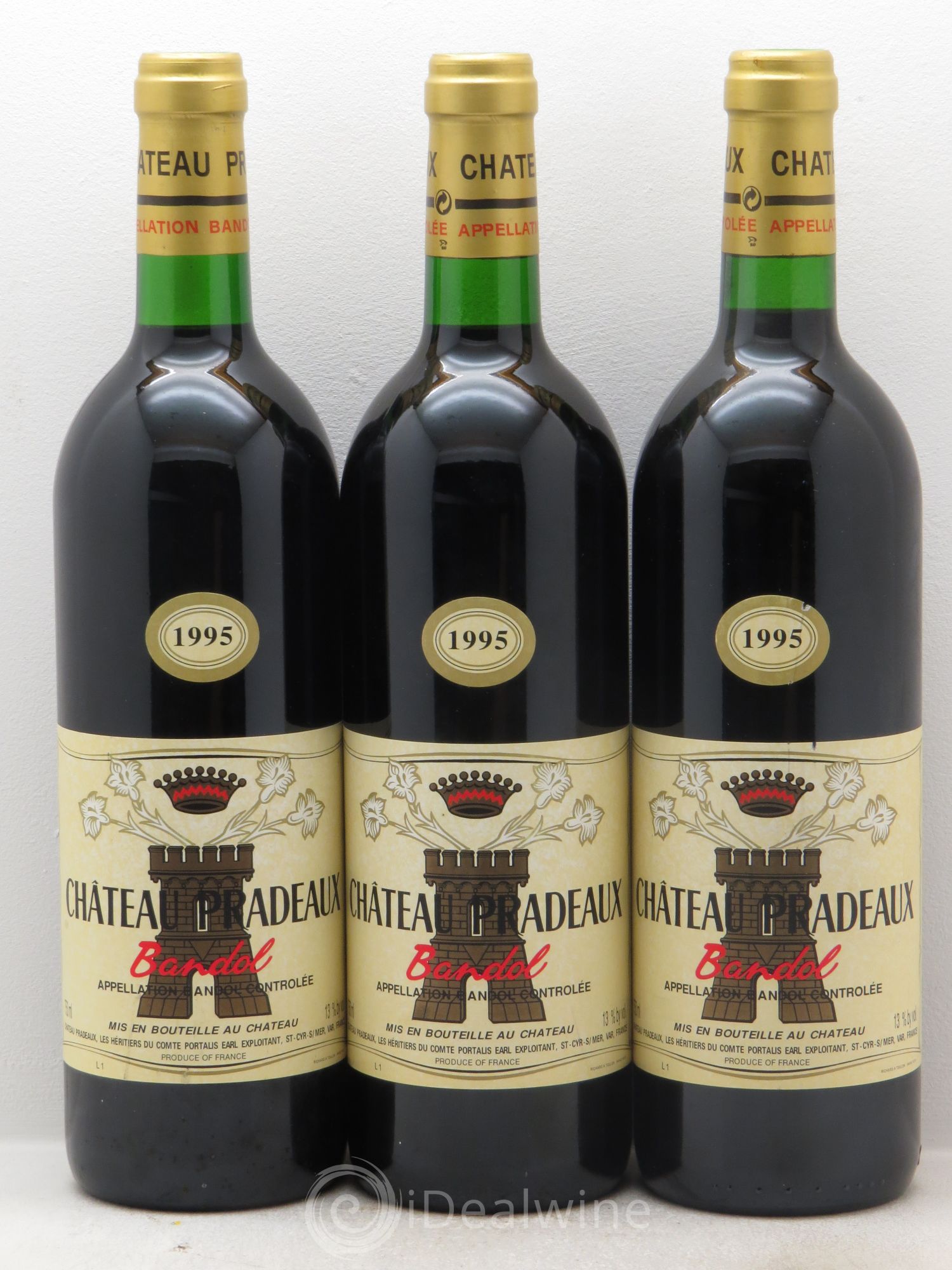 Bandol Château Pradeaux Famille Portalis 1995 - Lot de 3 bouteilles - 0