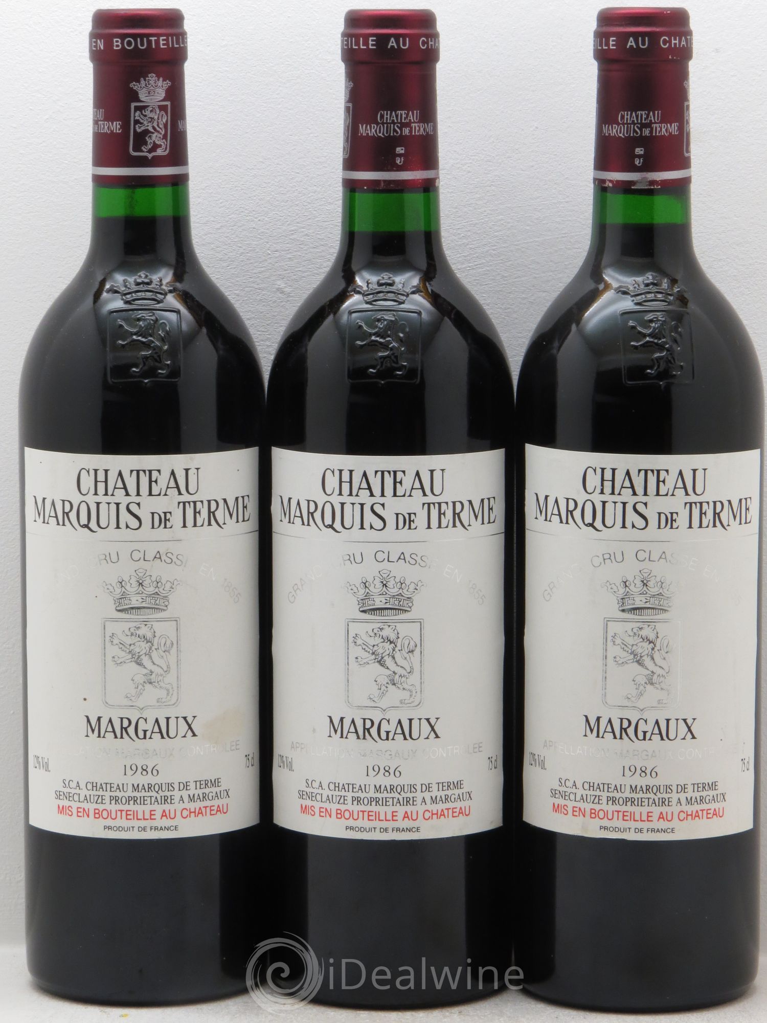 Château Marquis de Terme 4ème Grand Cru Classé 1986 - Lot de 3 bouteilles - 0