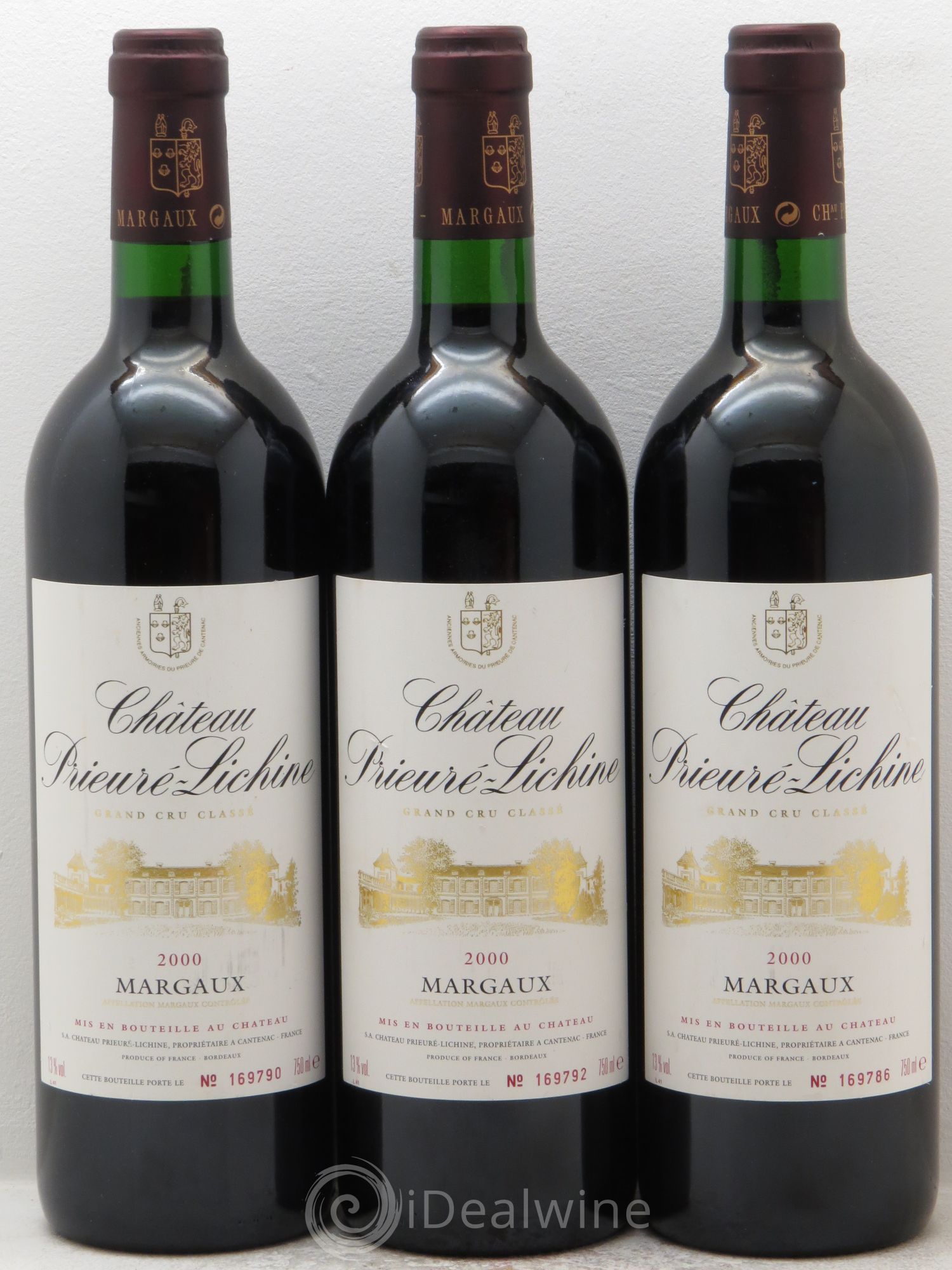 Château Prieuré Lichine 4ème Grand Cru Classé 2000 - Lot de 3 bouteilles - 0