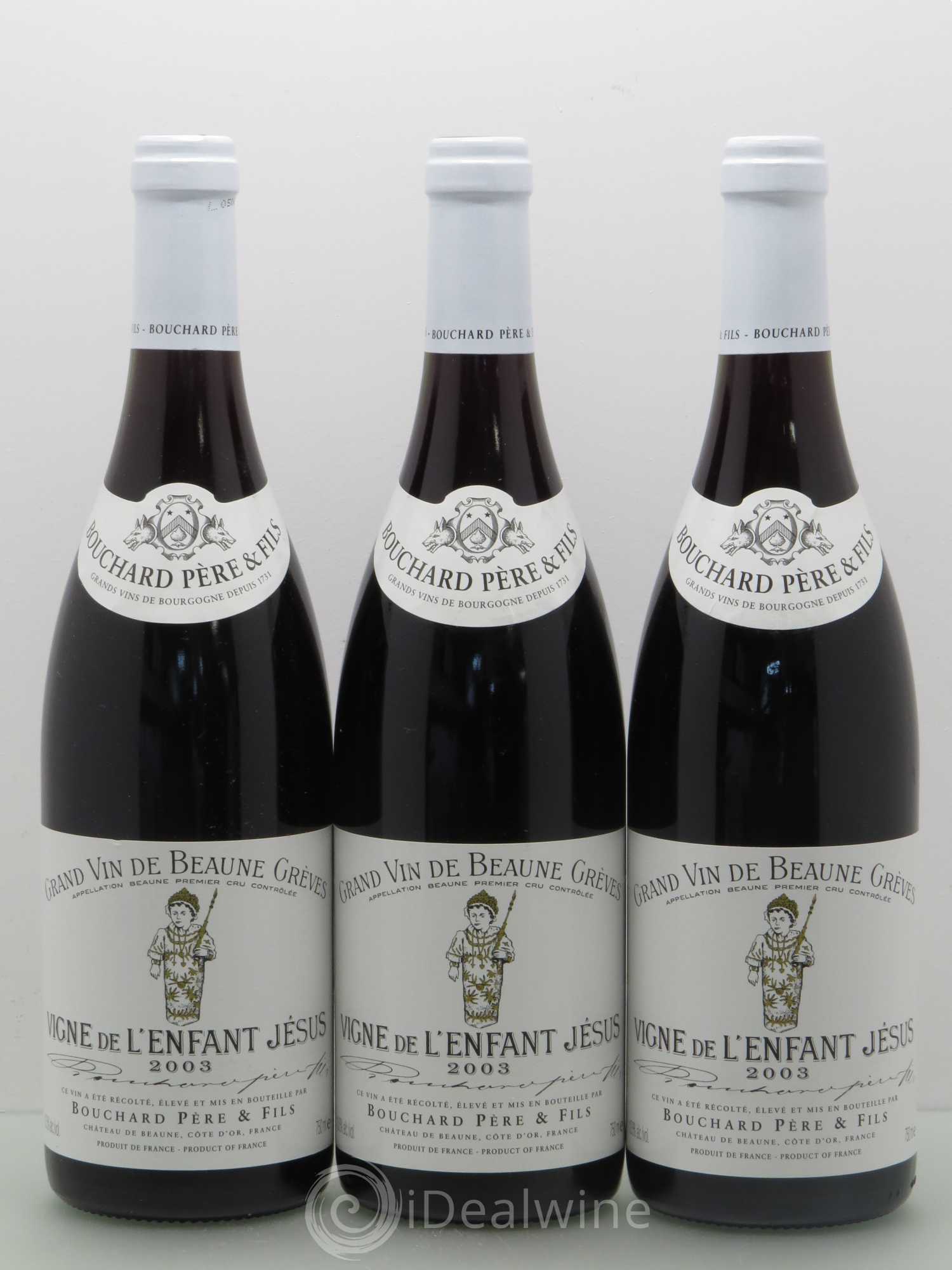 Beaune 1er Cru Grèves - Vigne de l'Enfant Jésus Bouchard Père & Fils 2003 - Lot de 3 bouteilles - 0