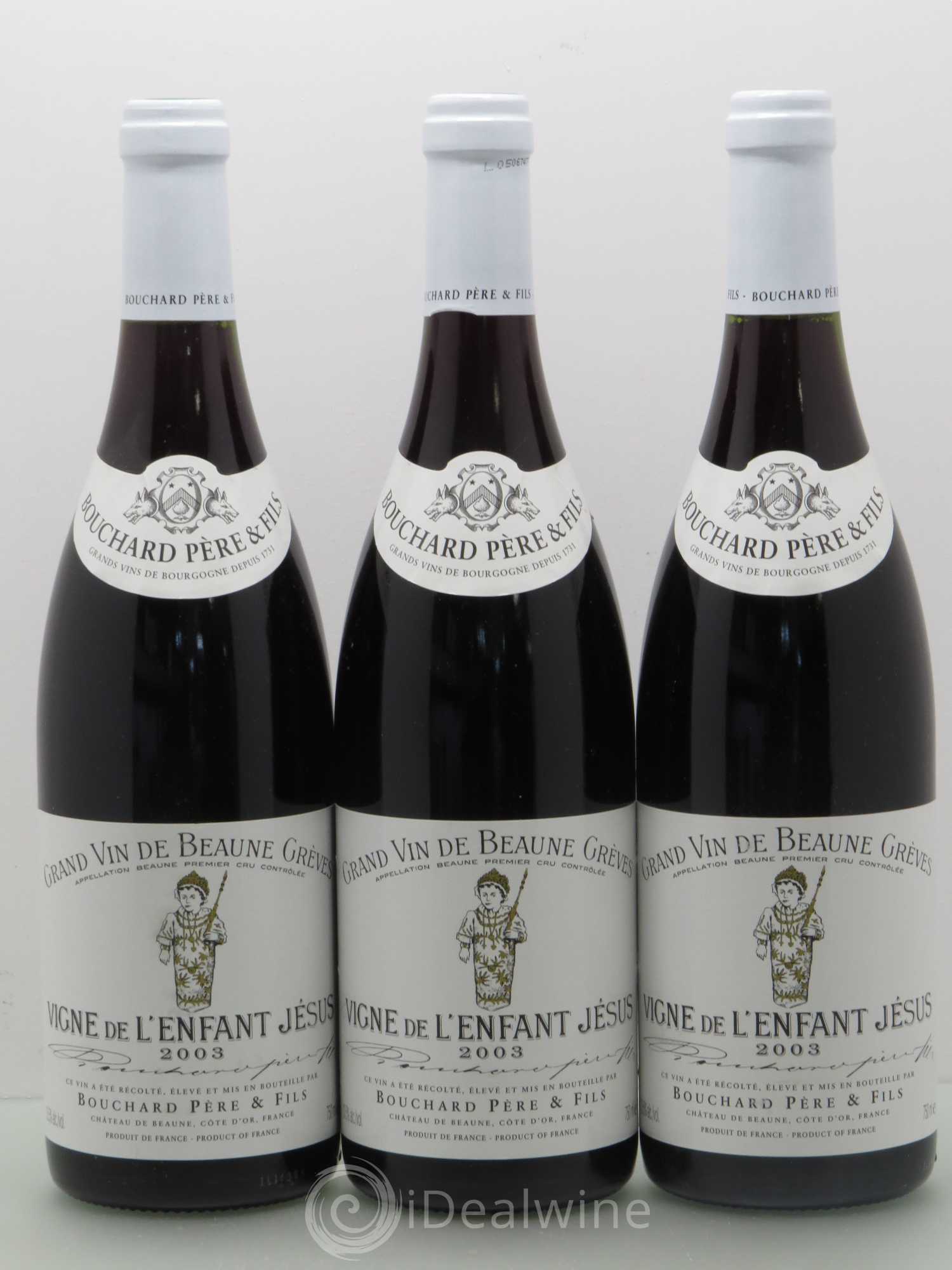 Beaune 1er Cru Grèves - Vigne de l'Enfant Jésus Bouchard Père & Fils 2003 - Lot de 3 bouteilles - 0
