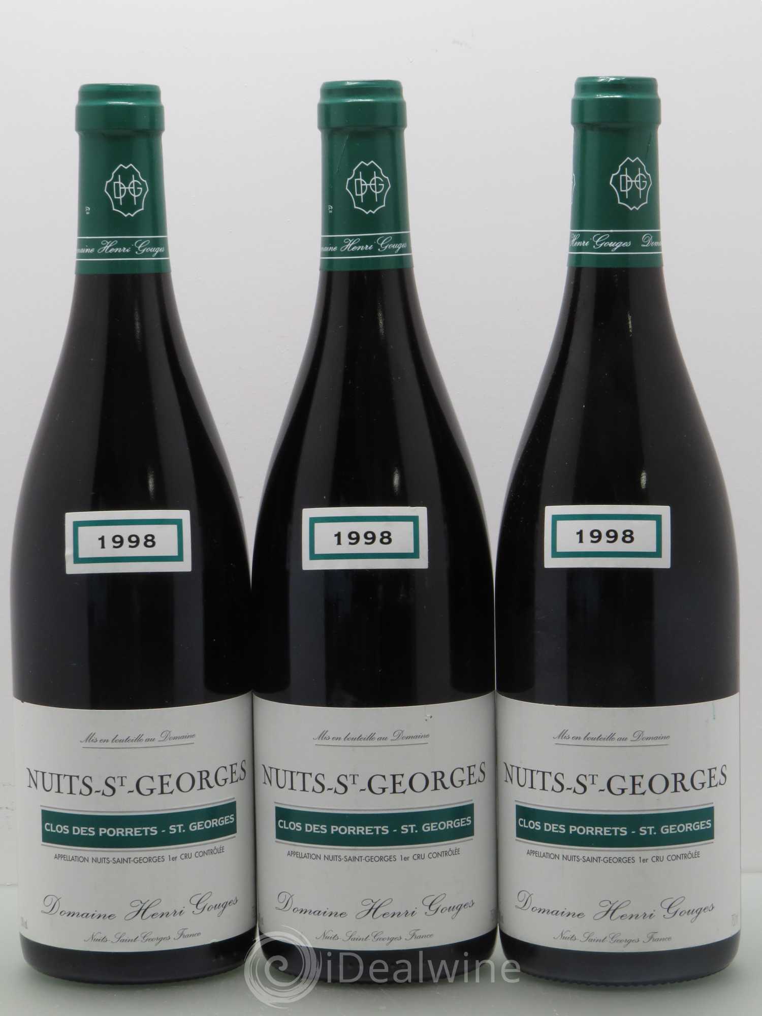 Nuits-Saint-Georges 1er Cru Clos des Porrets St Georges Henri Gouges 1998 - Posten von 3 Flaschen - 0