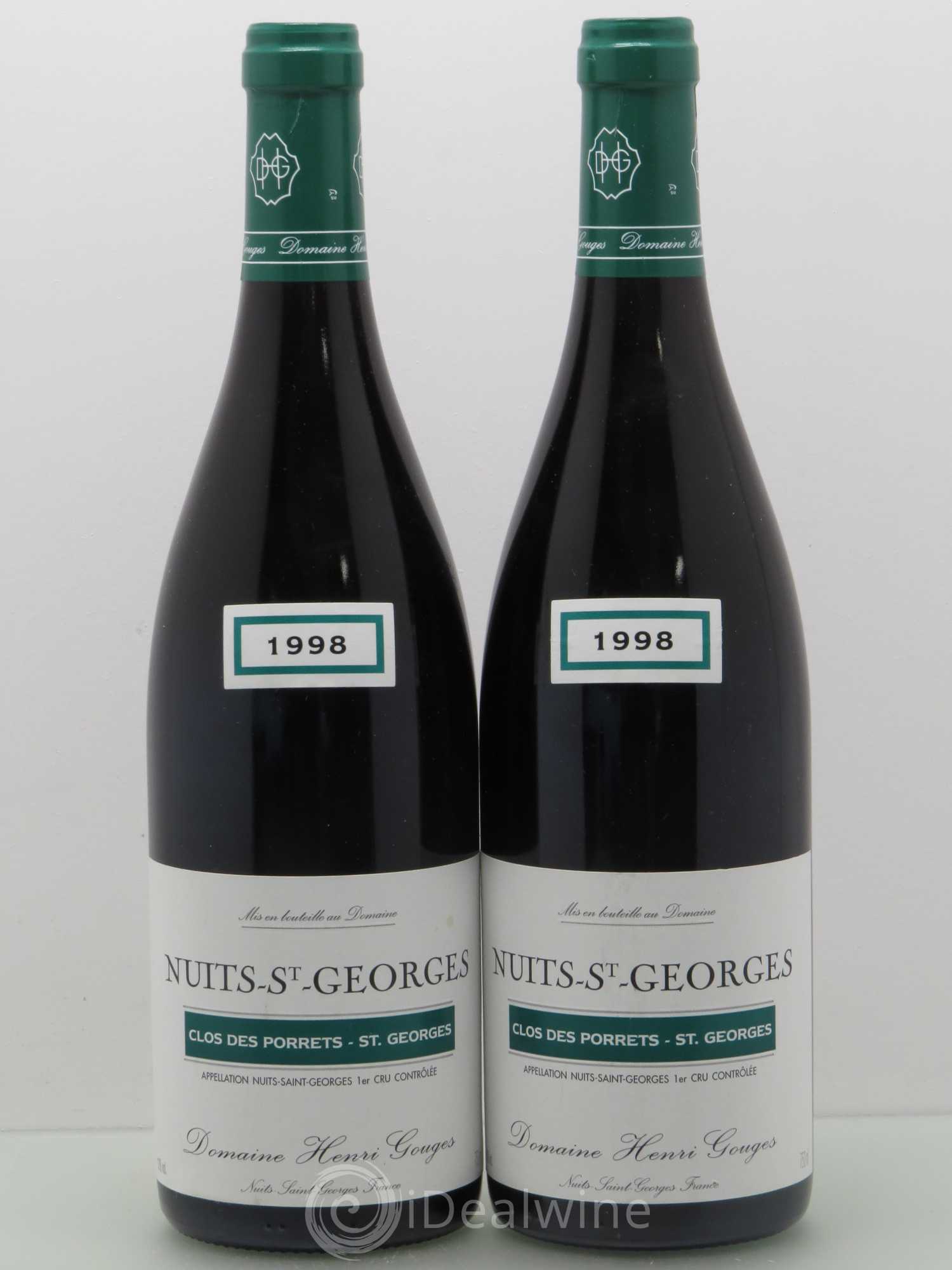Nuits-Saint-Georges 1er Cru Clos des Porrets St Georges Henri Gouges 1998 - Posten von 2 Flaschen - 0