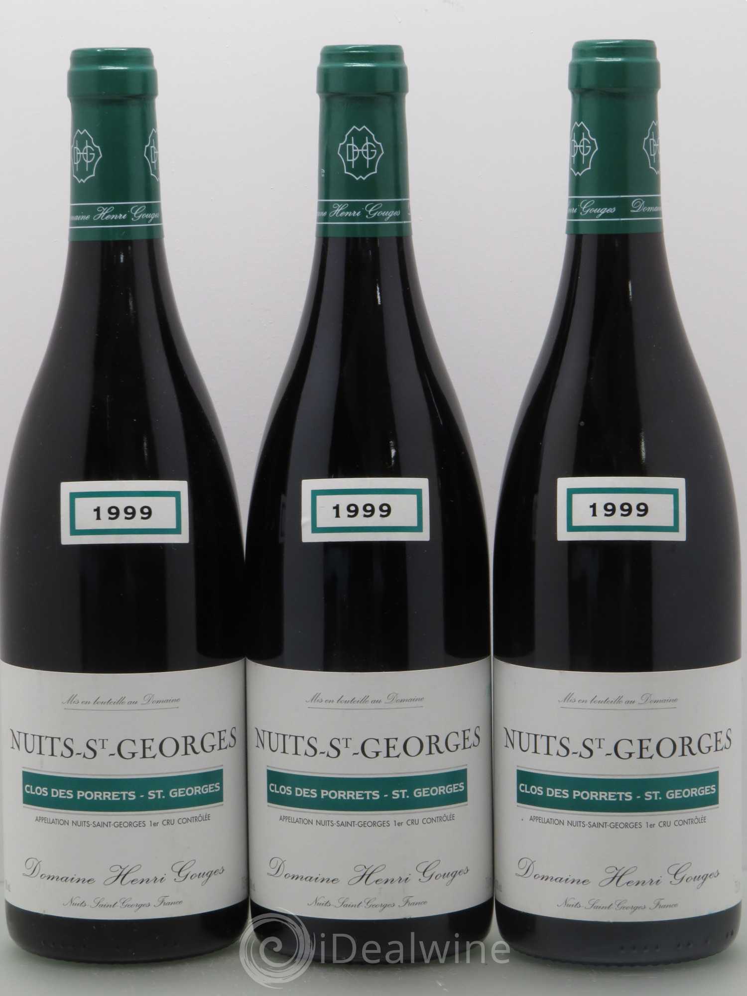 Nuits-Saint-Georges 1er Cru Clos des Porrets St Georges Henri Gouges 1999 - Lot de 3 bouteilles - 0
