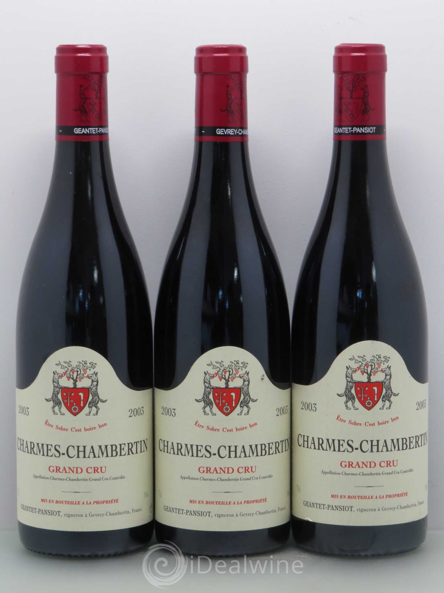 Charmes-Chambertin Grand Cru Geantet-Pansiot 2003 - Lot de 3 bouteilles - 0