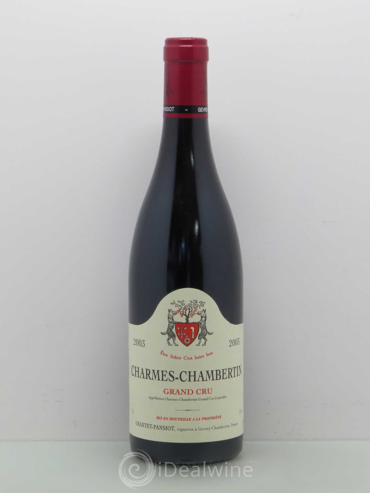 Charmes-Chambertin Grand Cru Geantet-Pansiot 2003 - Lot de 1 bouteille - 0