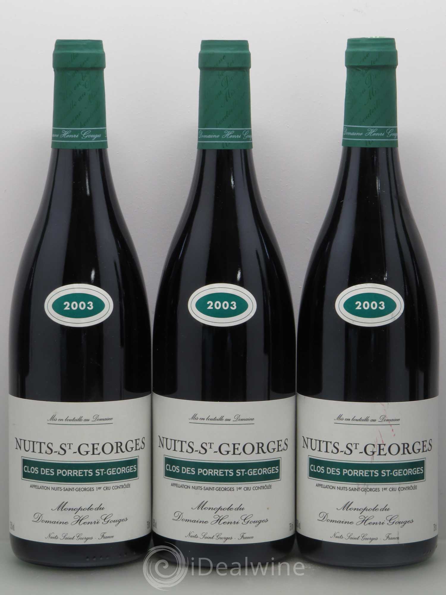 Nuits-Saint-Georges 1er Cru Clos des Porrets St Georges Henri Gouges 2003 - Lot de 6 bouteilles - 1