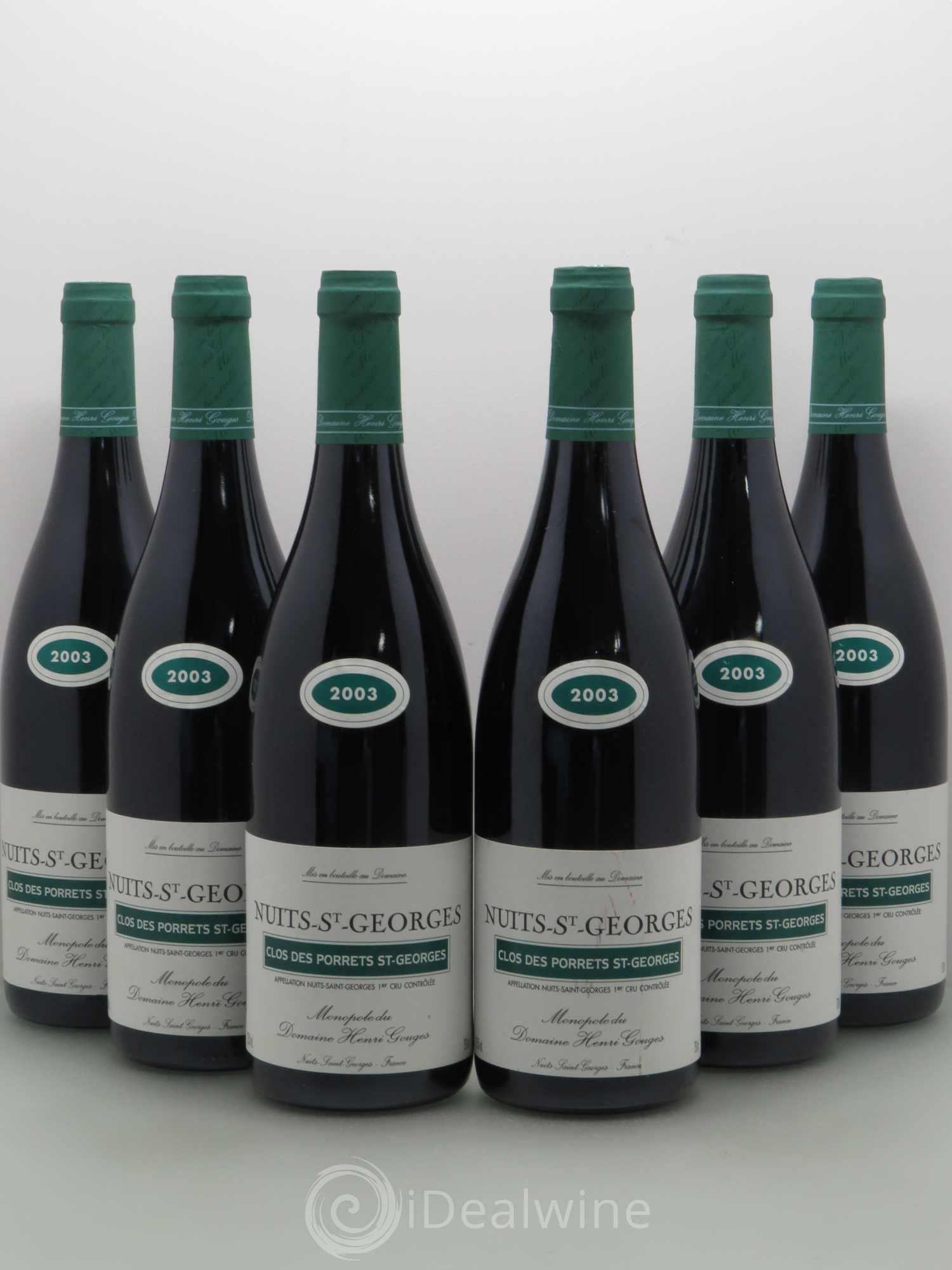 Nuits-Saint-Georges 1er Cru Clos des Porrets St Georges Henri Gouges 2003 - Lot de 6 bouteilles - 0