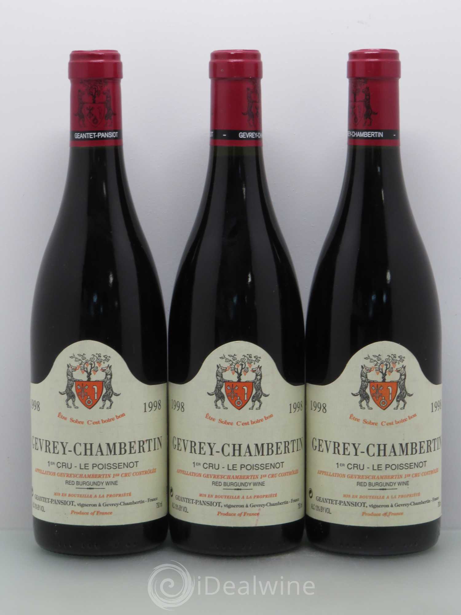 Gevrey-Chambertin 1er Cru Le Poissenot Geantet-Pansiot 1998 - Lot de 3 bouteilles - 0