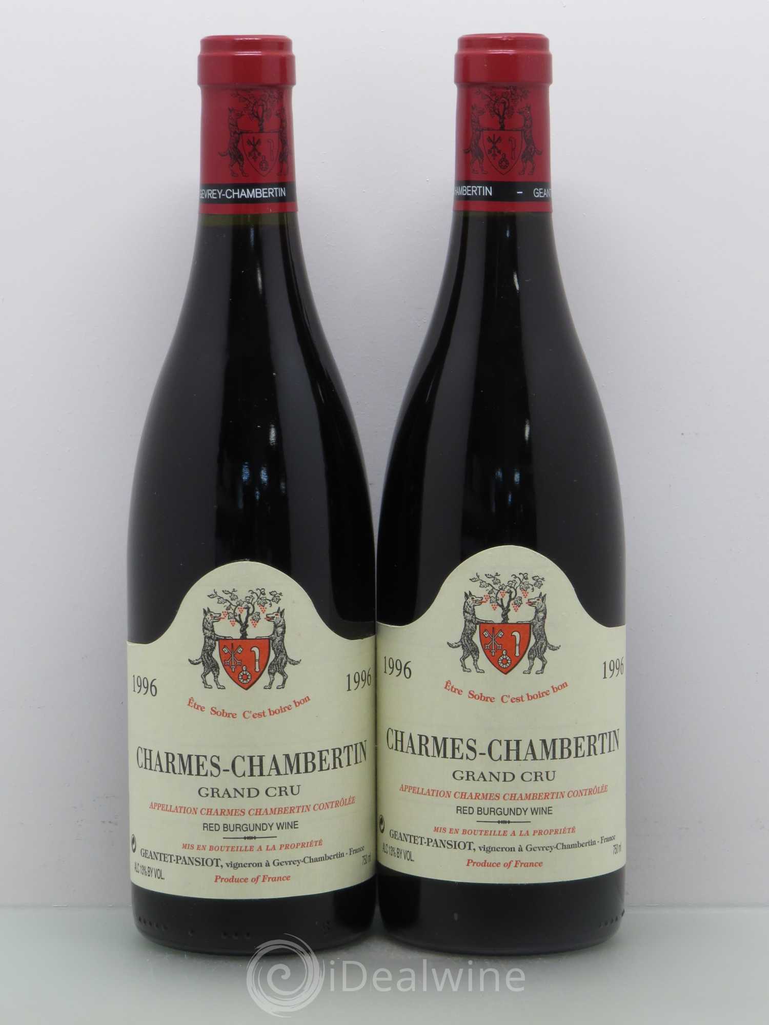 Charmes-Chambertin Grand Cru Geantet-Pansiot 1996 - Lot de 2 bouteilles - 0