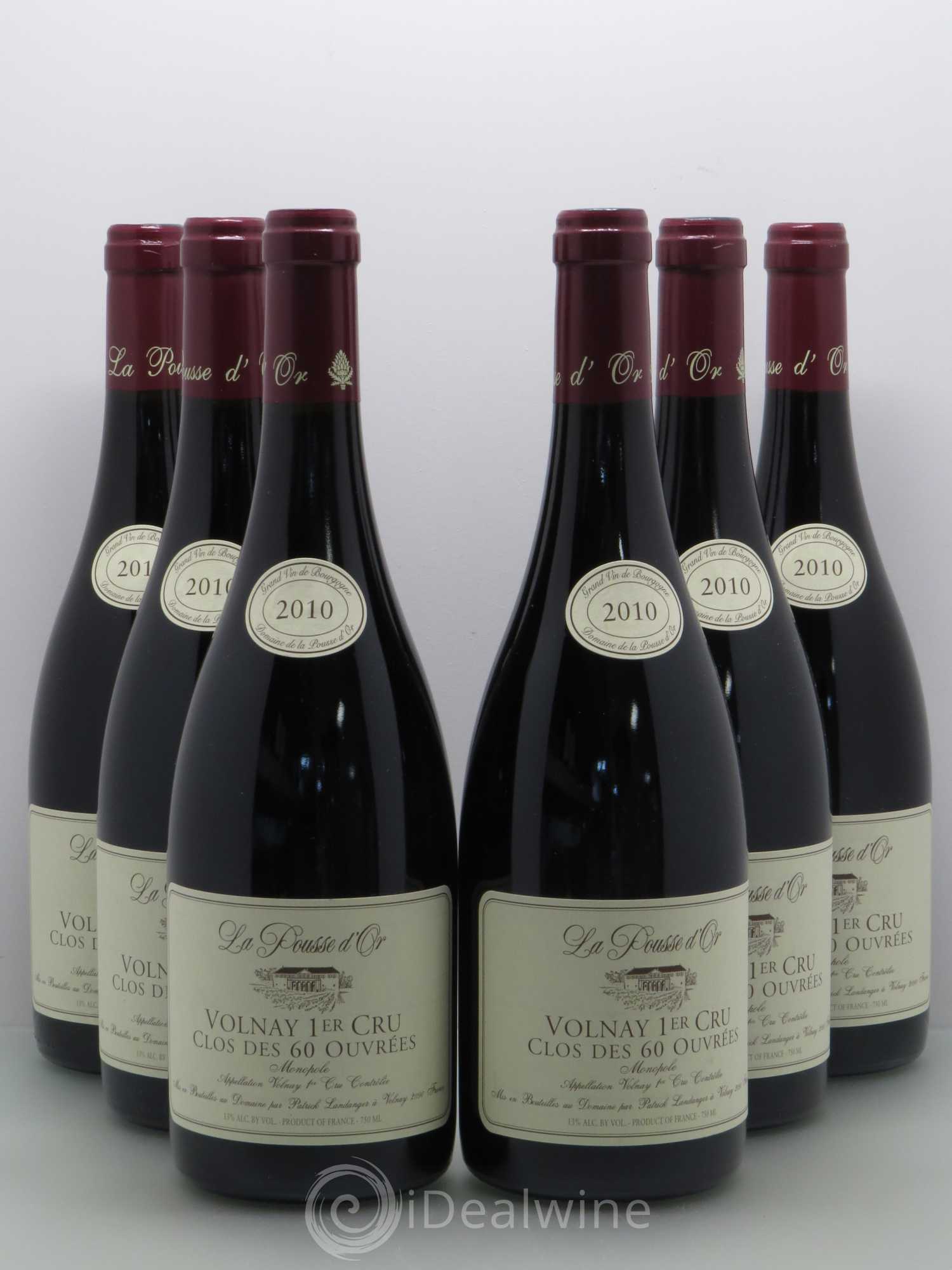 Volnay 1er Cru Clos des 60 ouvrées La Pousse d'Or (Domaine de) 2010 - Lot de 6 bouteilles - 0