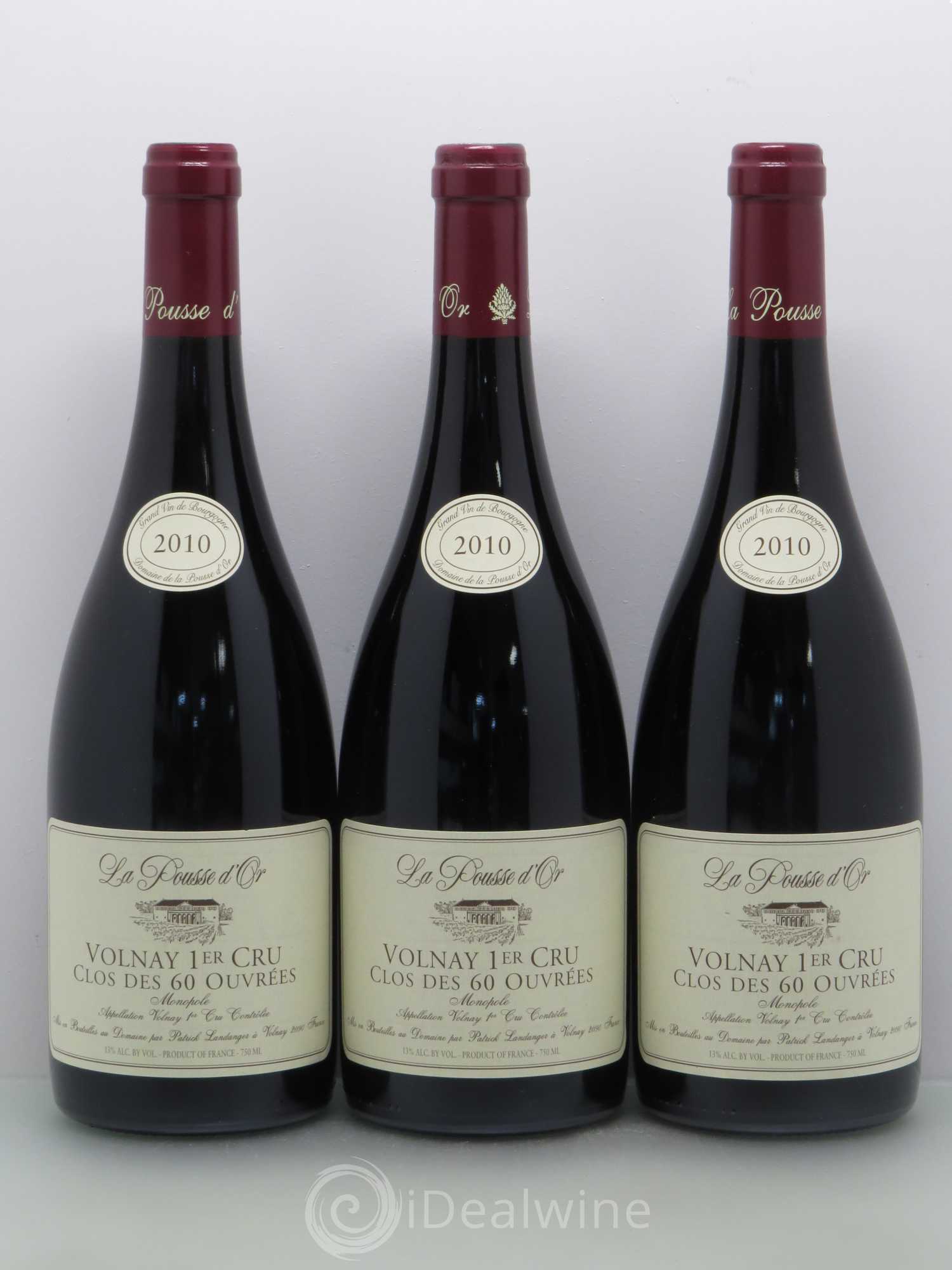 Volnay 1er Cru Clos des 60 ouvrées La Pousse d'Or (Domaine de) 2010 - Lot de 3 bouteilles - 0