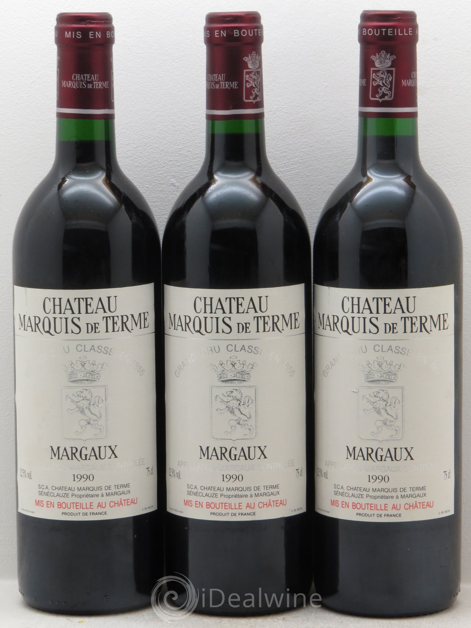 Château Marquis de Terme 4ème Grand Cru Classé 1990 - Lot de 3 bouteilles - 0