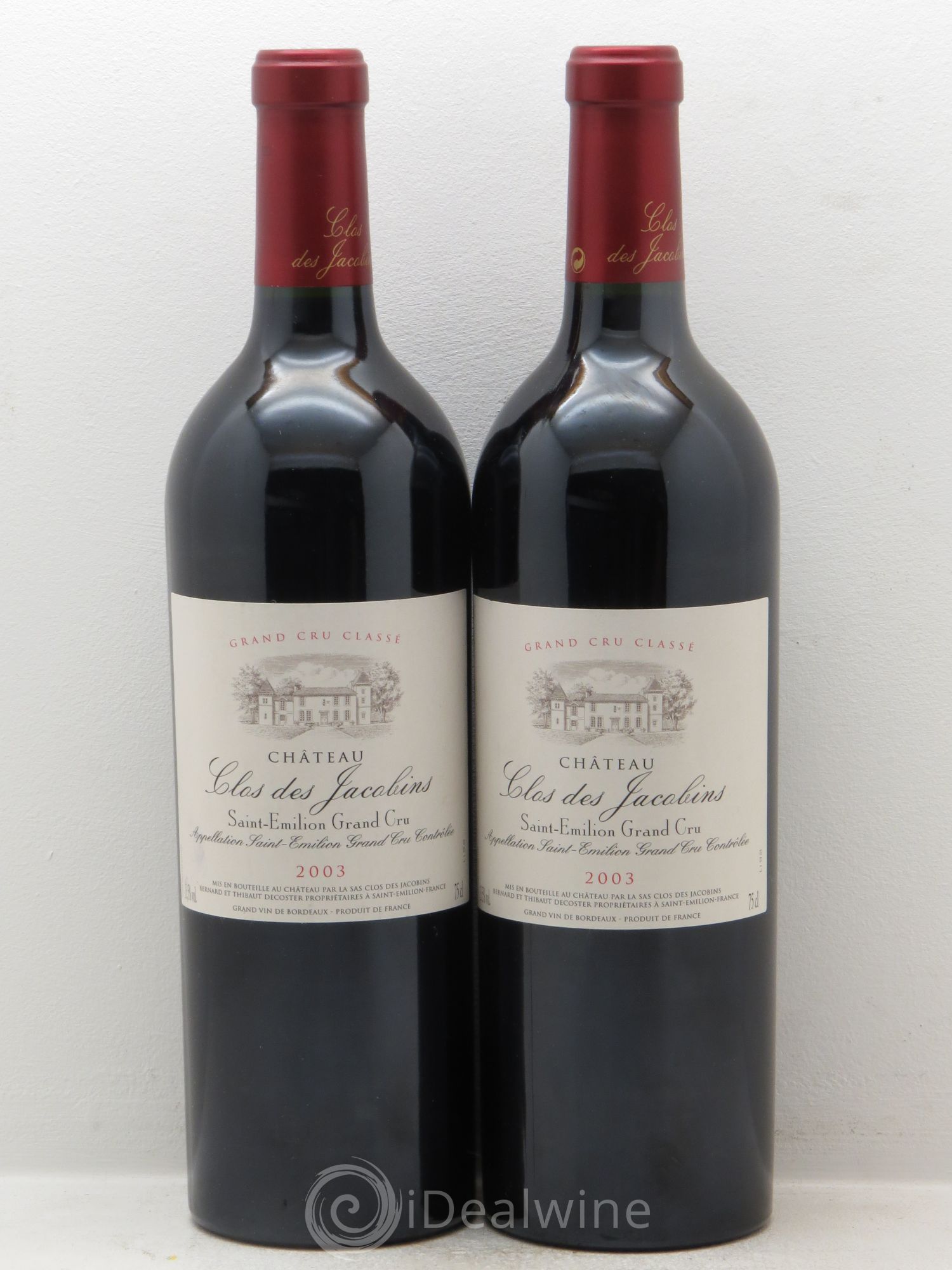 Château Clos des Jacobins Grand Cru Classé 2003 - Lot de 2 bouteilles - 0