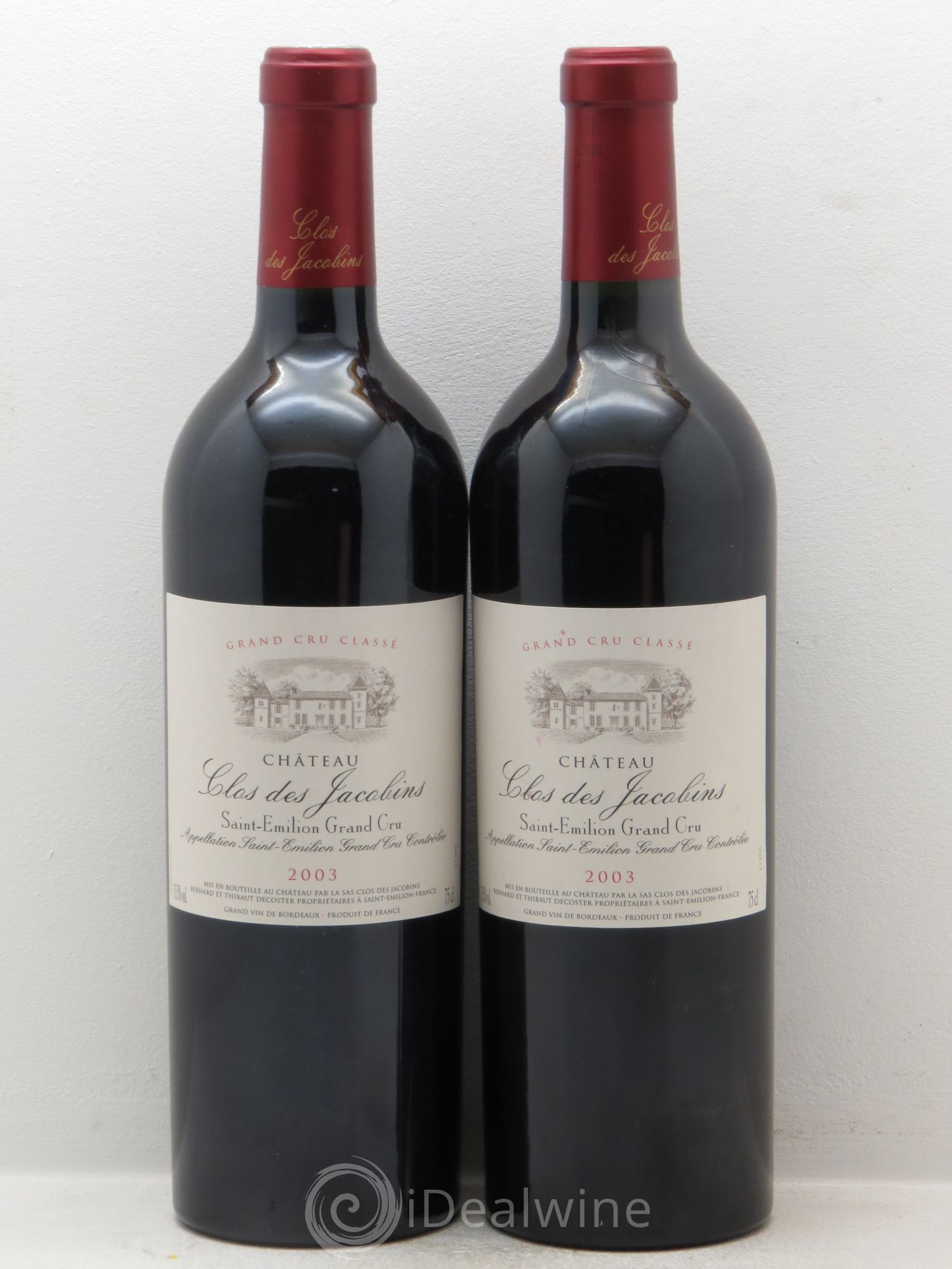 Château Clos des Jacobins Grand Cru Classé 2003 - Lot de 2 bouteilles - 0