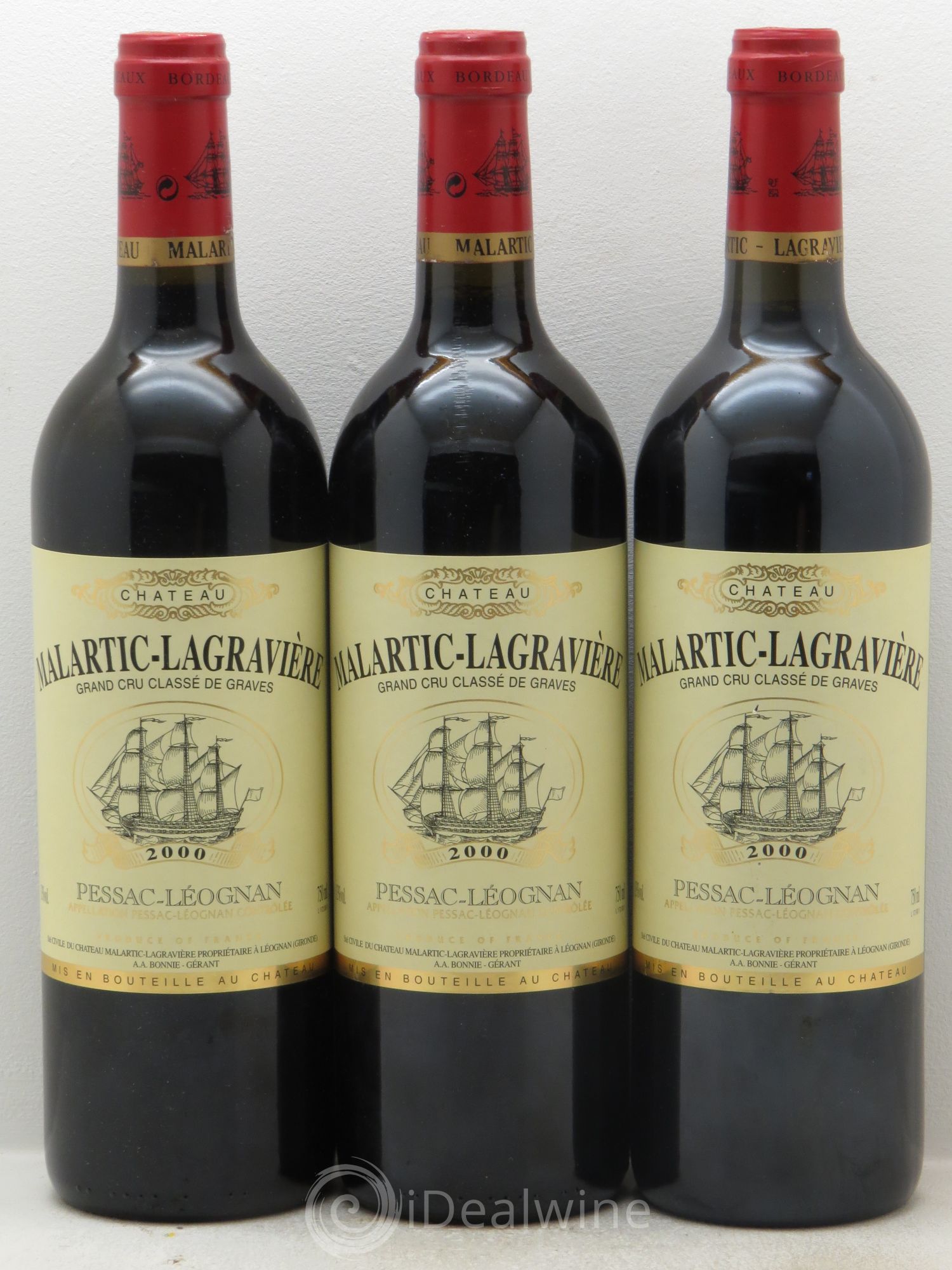 Château Malartic-Lagravière Cru Classé de Graves 2000 - Lot de 3 bouteilles - 0