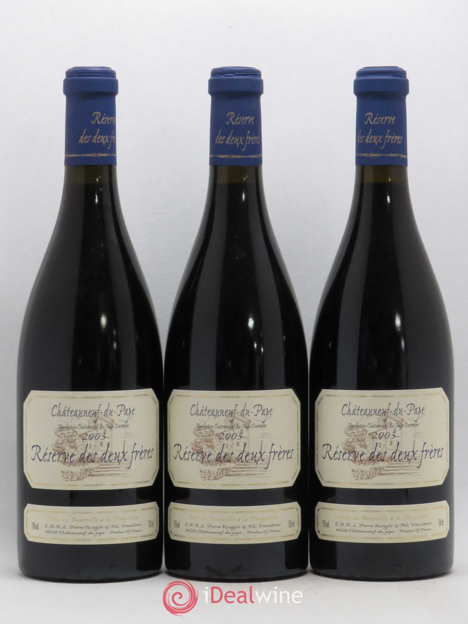 Châteauneuf-du-Pape Réserve des 2 frères Pierre Usseglio & Fils 2003 - Lot de 3 bouteilles - 0