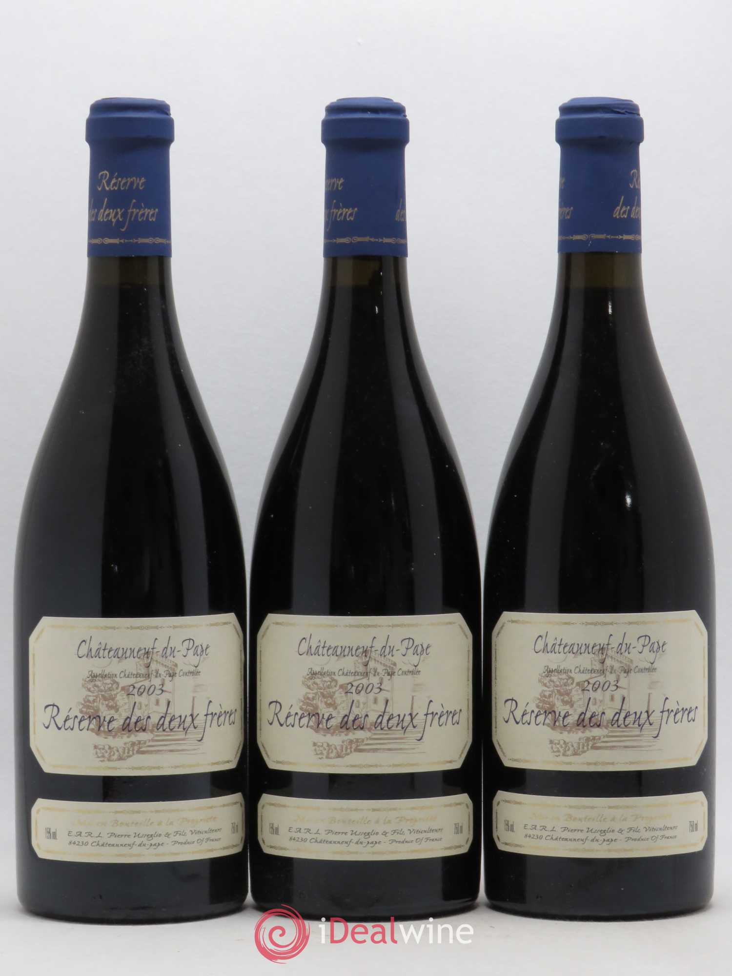 Châteauneuf-du-Pape Réserve des 2 frères Pierre Usseglio & Fils 2003 - Lot de 3 bouteilles - 0