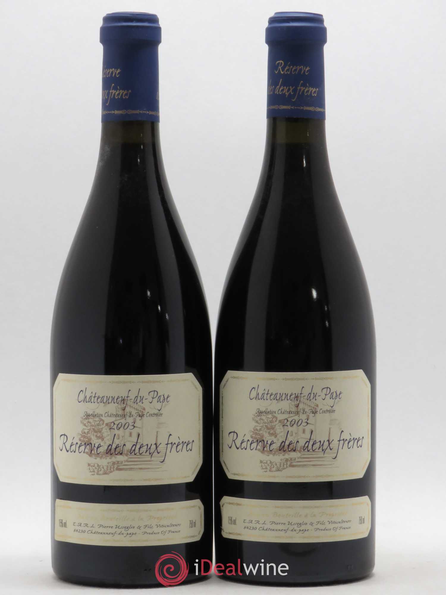 Châteauneuf-du-Pape Réserve des 2 frères Pierre Usseglio & Fils 2003 - Lot de 2 bouteilles - 0