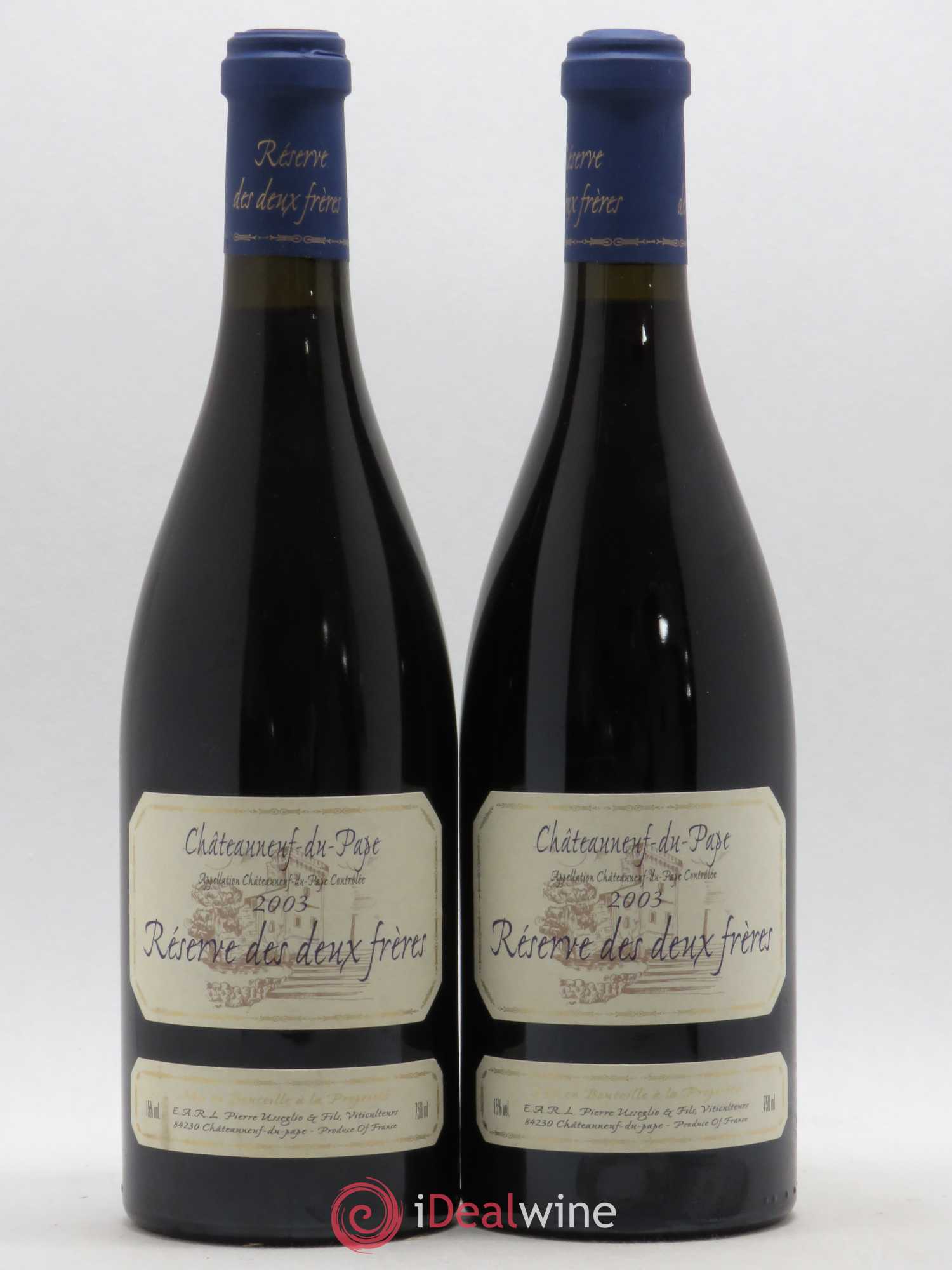 Châteauneuf-du-Pape Réserve des 2 frères Pierre Usseglio & Fils 2003 - Lot de 2 bouteilles - 0