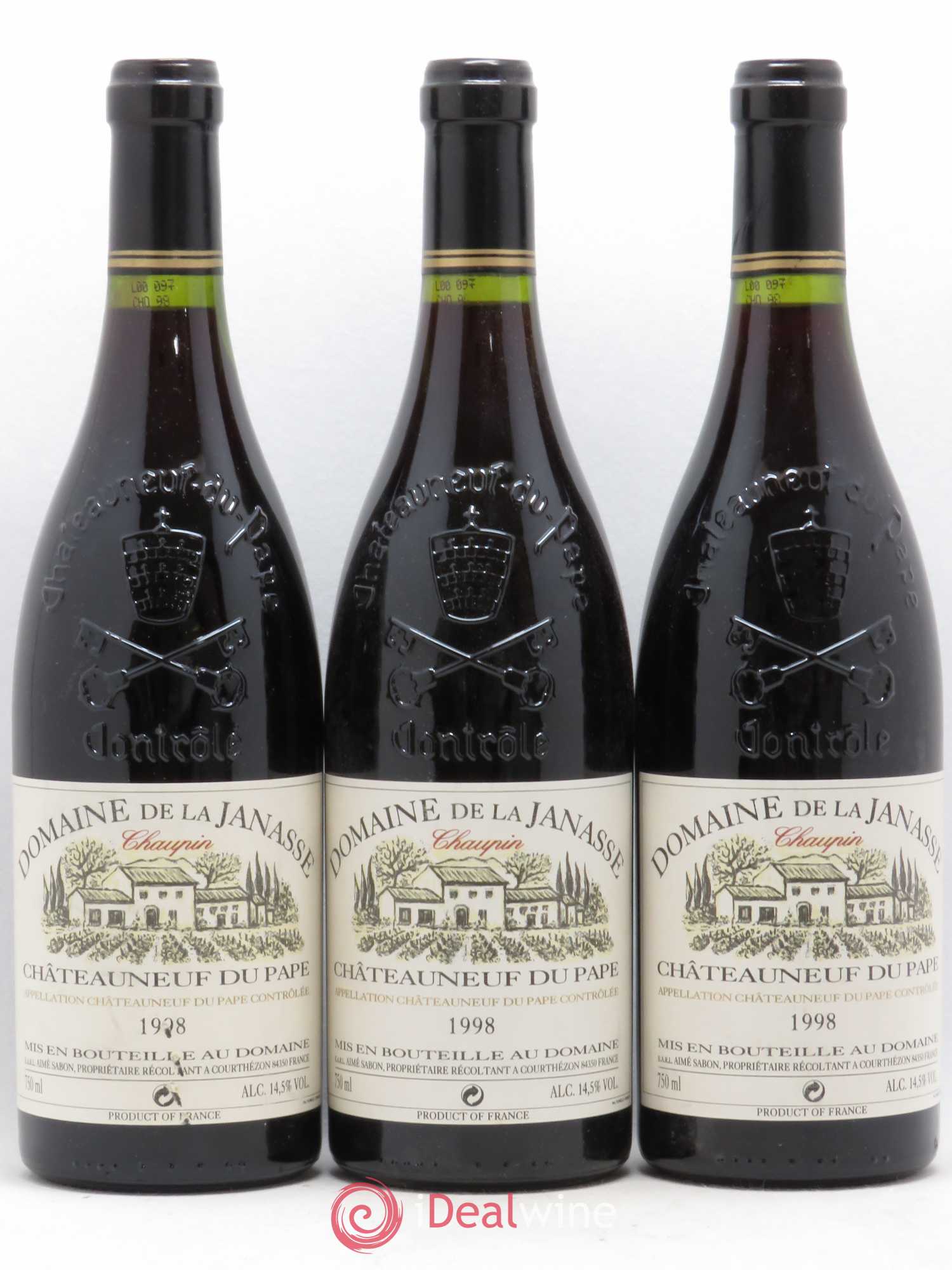 Châteauneuf-du-Pape Cuvée Chaupin La Janasse (Domaine de) 1998 - Lot de 3 bouteilles - 0