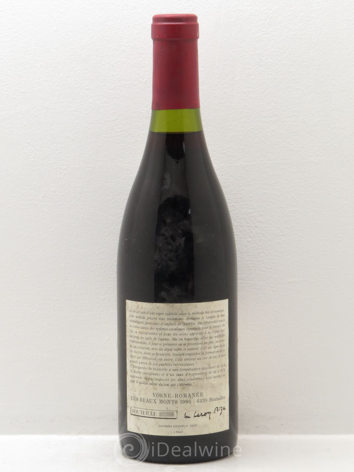 Vosne-Romanée 1er Cru Les Beaux-Monts Leroy (Domaine) 1996 - Lot de 1 bouteille - 1