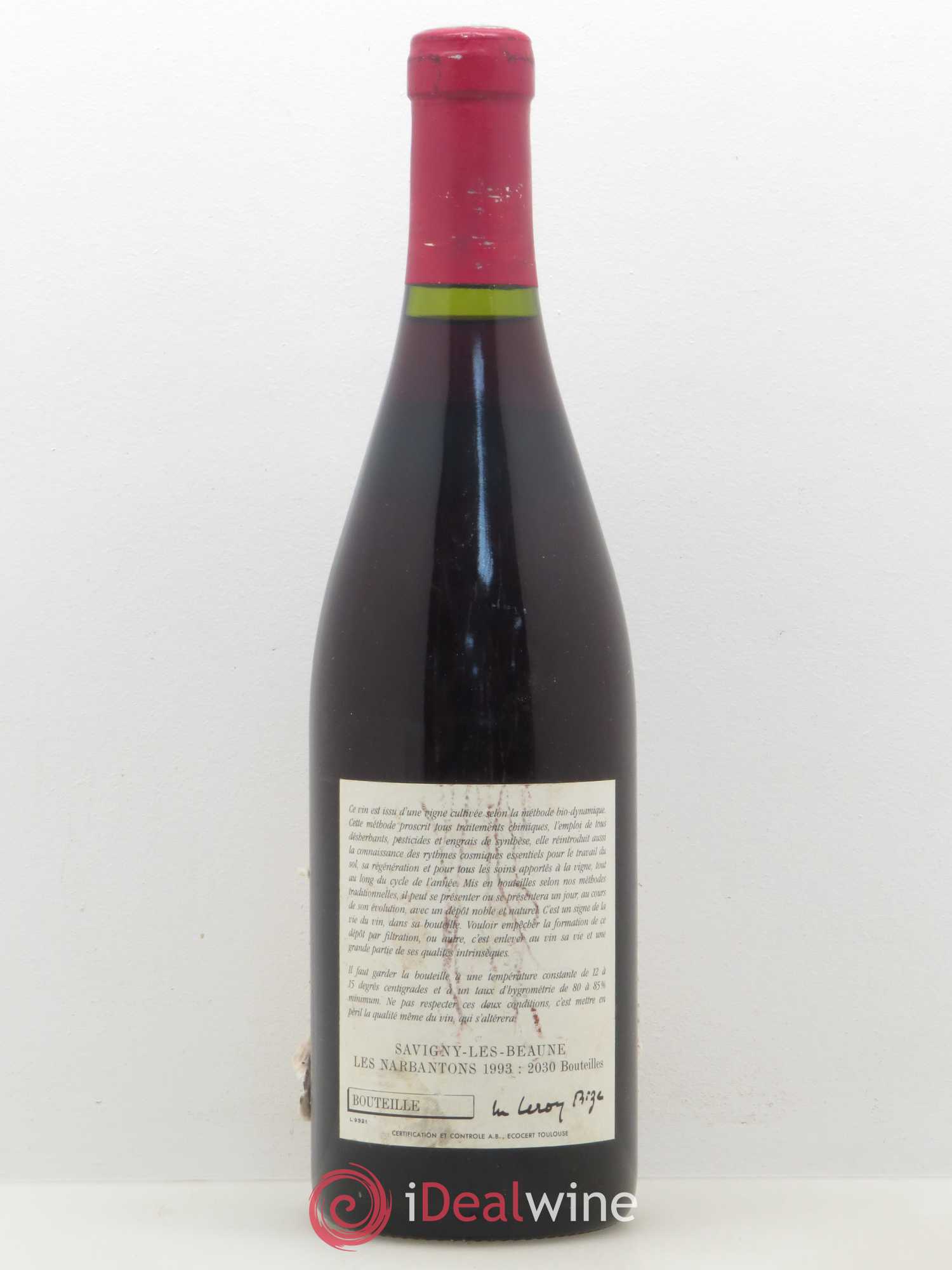 Savigny-lès-Beaune 1er Cru Les Narbantons Leroy (Domaine) 1993 - Lot de 1 bouteille - 1