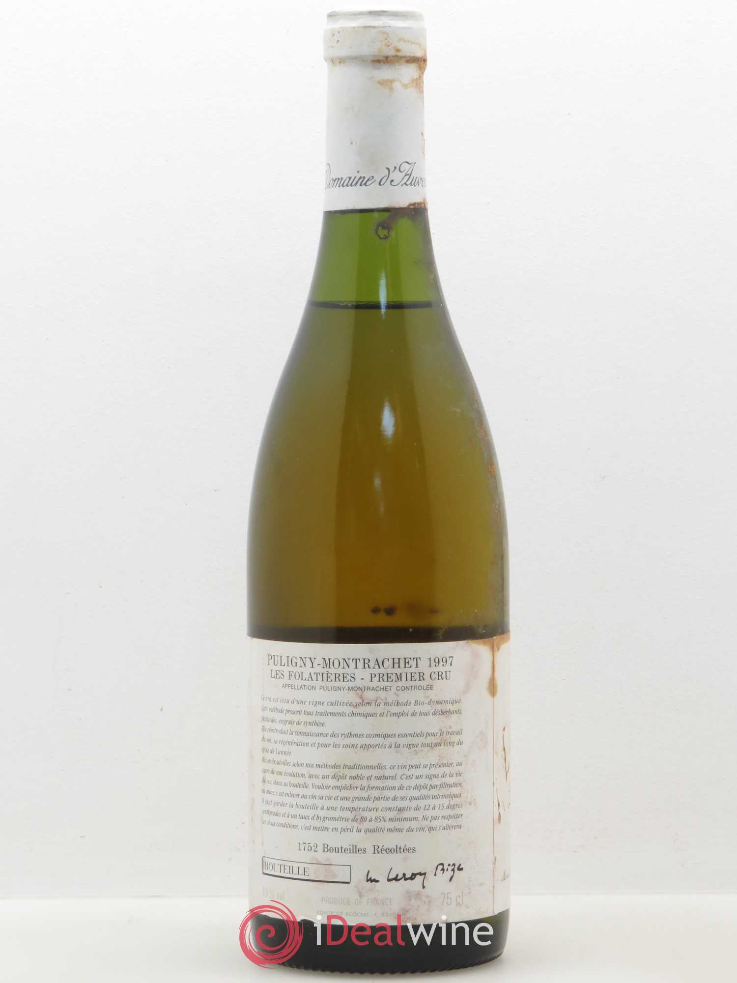 Puligny-Montrachet 1er Cru Les Folatières d'Auvenay (Domaine) 1997 - Lot de 1 bouteille - 2