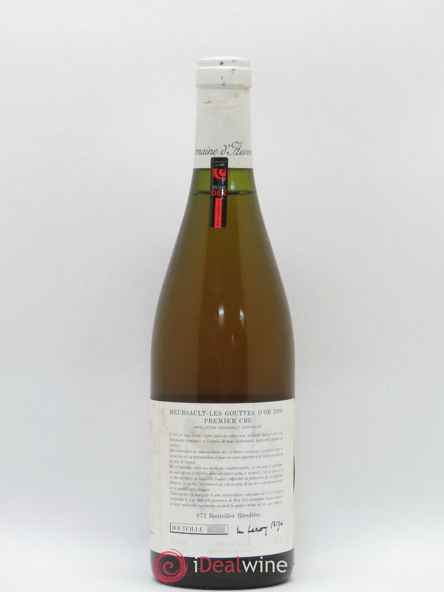 Meursault 1er Cru Les Gouttes d'Or d'Auvenay (Domaine) 1998 - Lot de 1 bouteille - 1