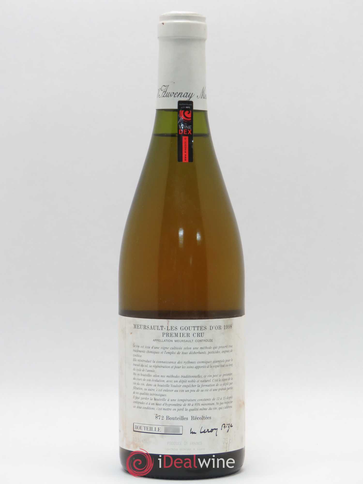 Meursault 1er Cru Les Gouttes d'Or d'Auvenay (Domaine) 1998 - Lot de 1 bouteille - 1