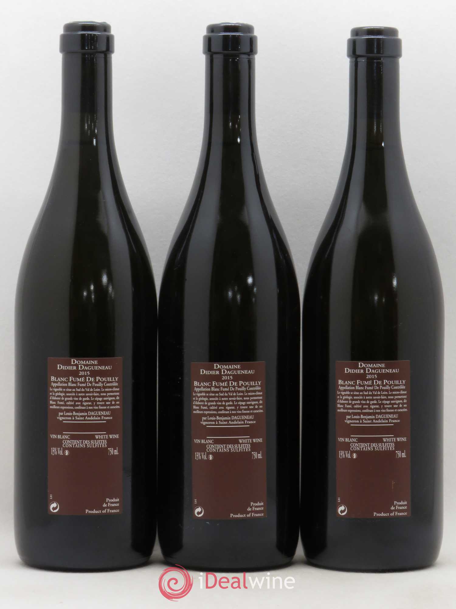 Vin de France (anciennement Pouilly-Fumé) Pur Sang Dagueneau (Domaine Didier - Louis-Benjamin) 2015 - Lot de 3 bouteilles - 1