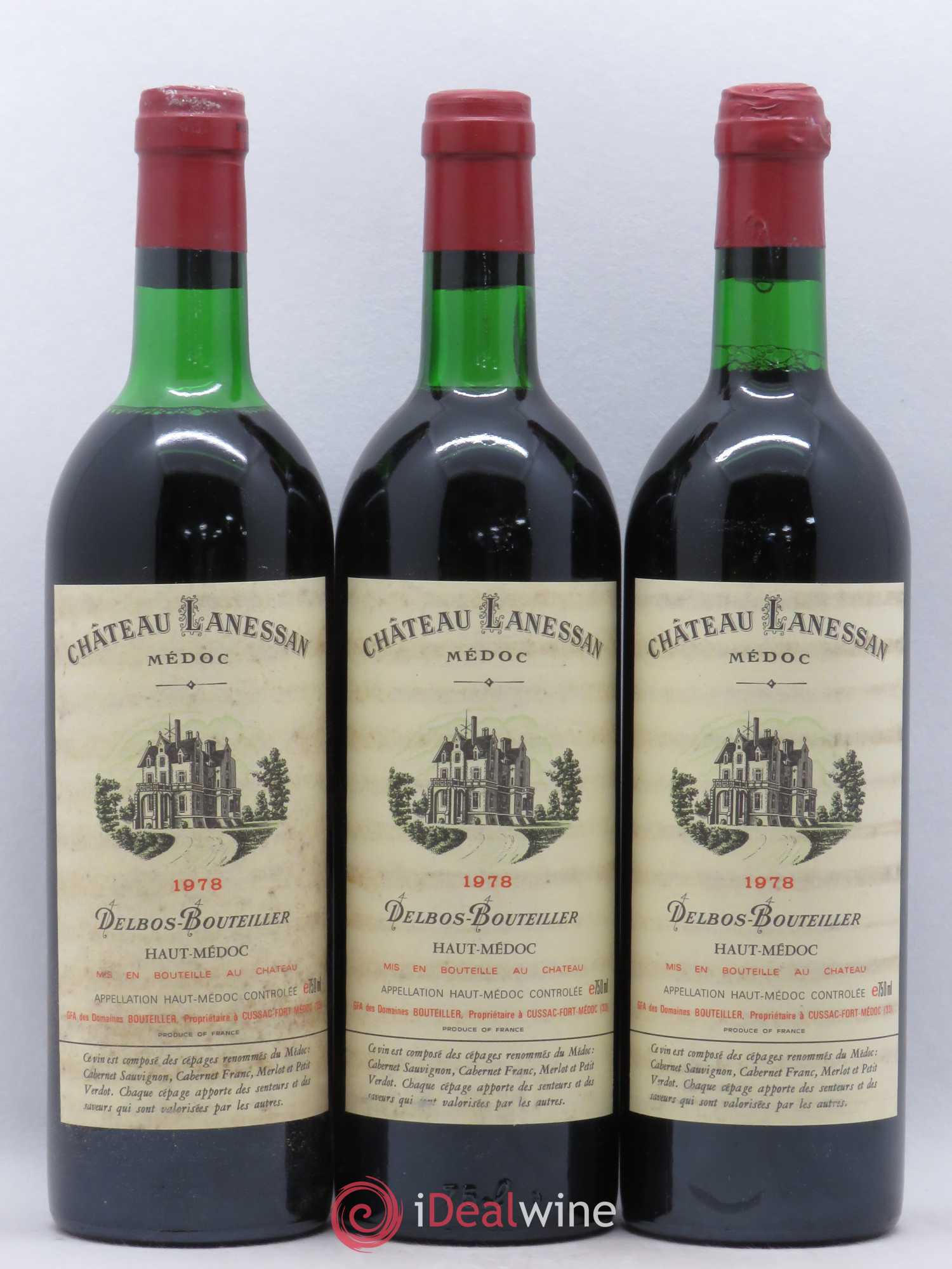 Château Lanessan Cru Bourgeois 1978 - Lot de 3 bouteilles - 0