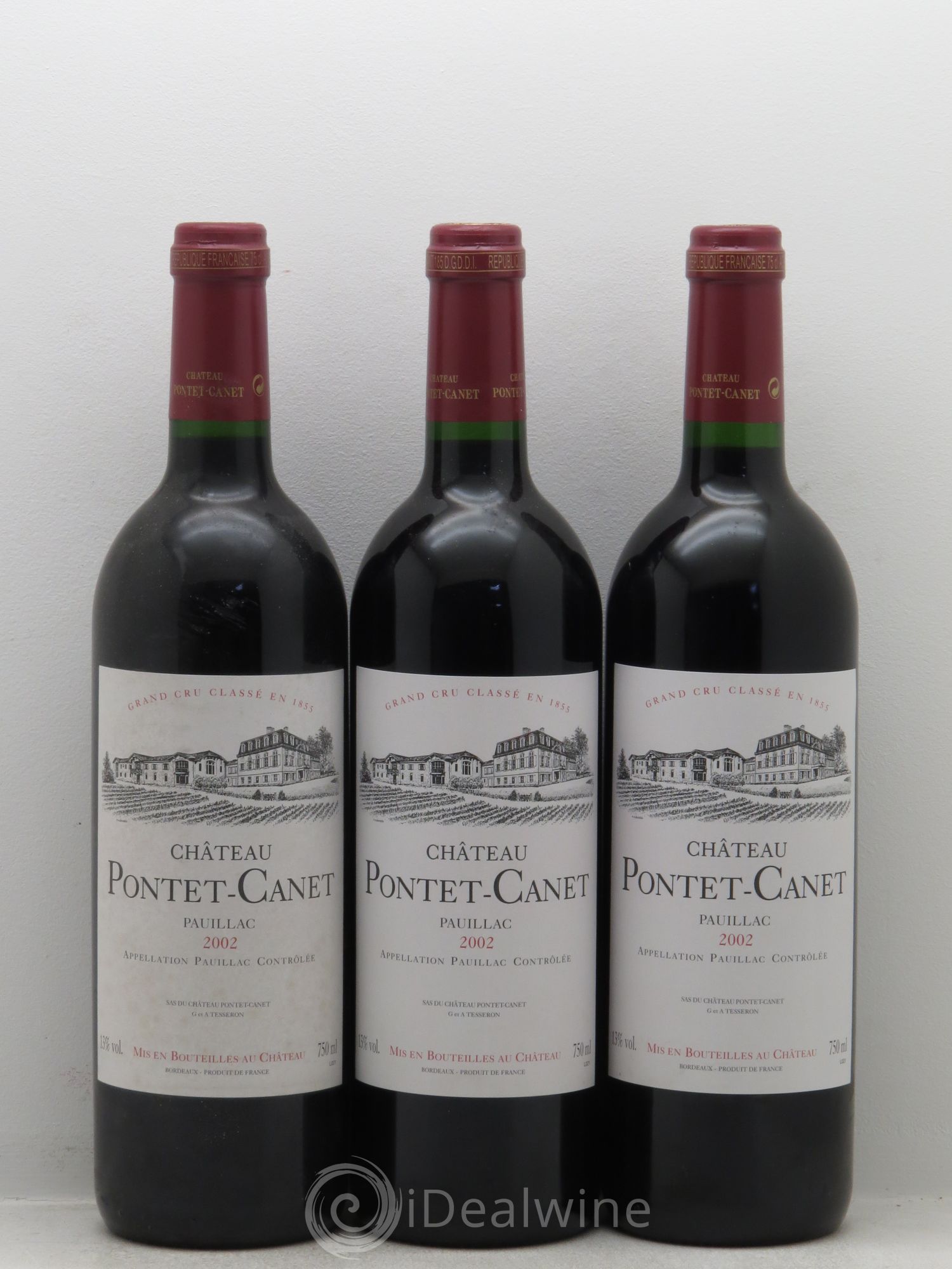 Château Pontet Canet 5ème Grand Cru Classé (sans prix de réserve) 2002 - Lot de 3 bouteilles - 0
