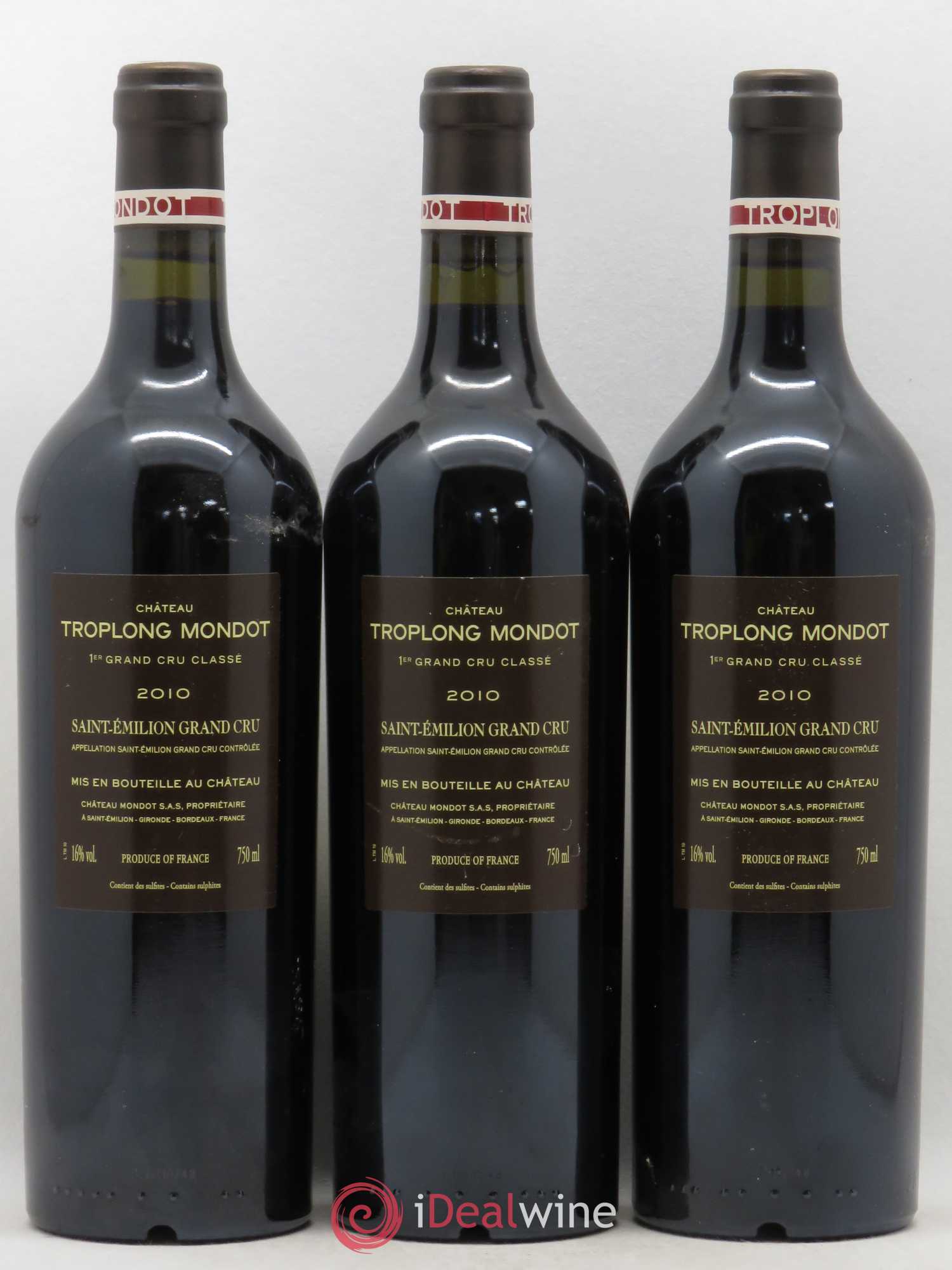 Château Troplong Mondot 1er Grand Cru Classé B 2010 - Lot de 3 bouteilles - 1
