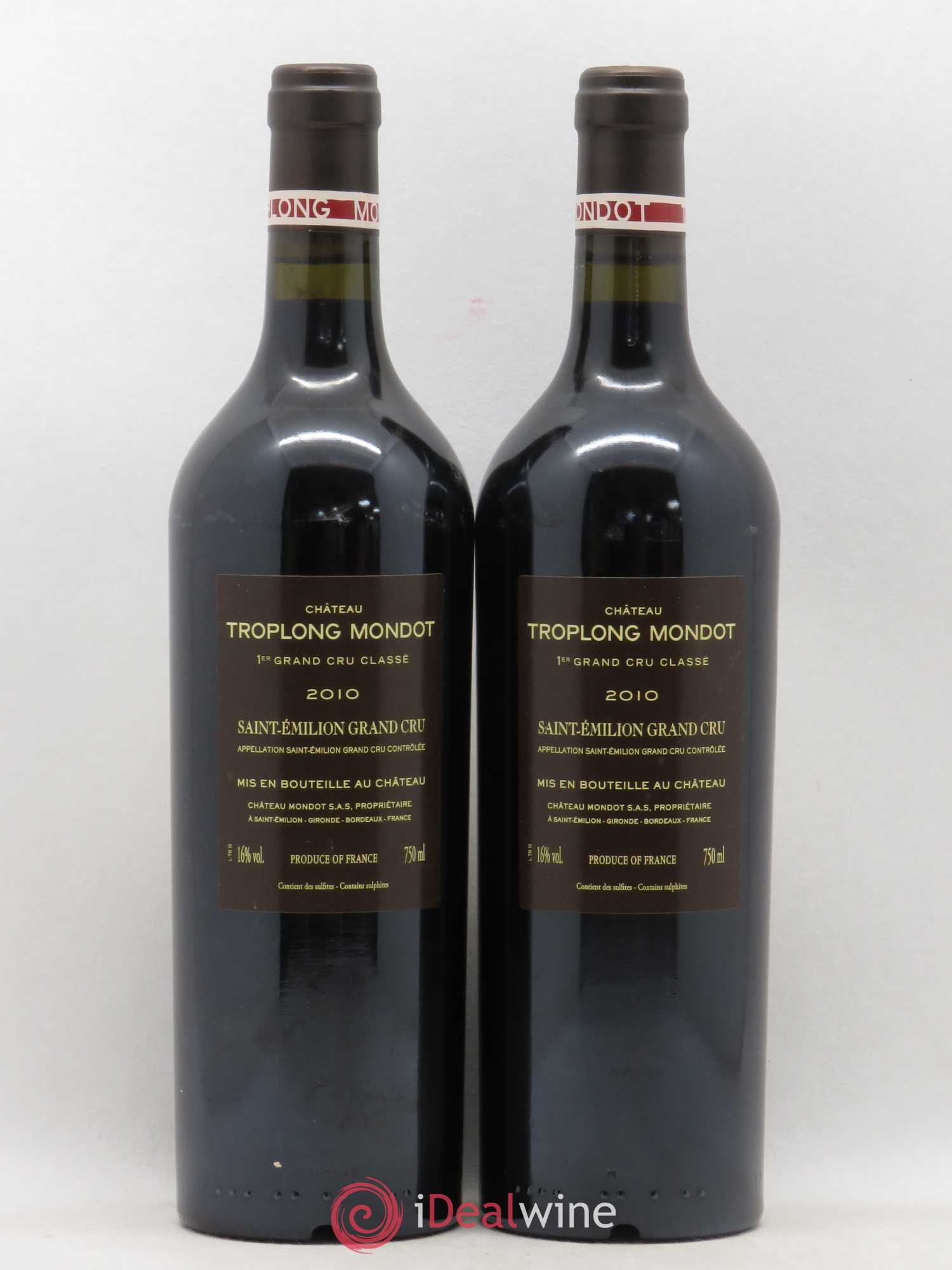 Château Troplong Mondot 1er Grand Cru Classé B 2010 - Lot de 2 bouteilles - 1