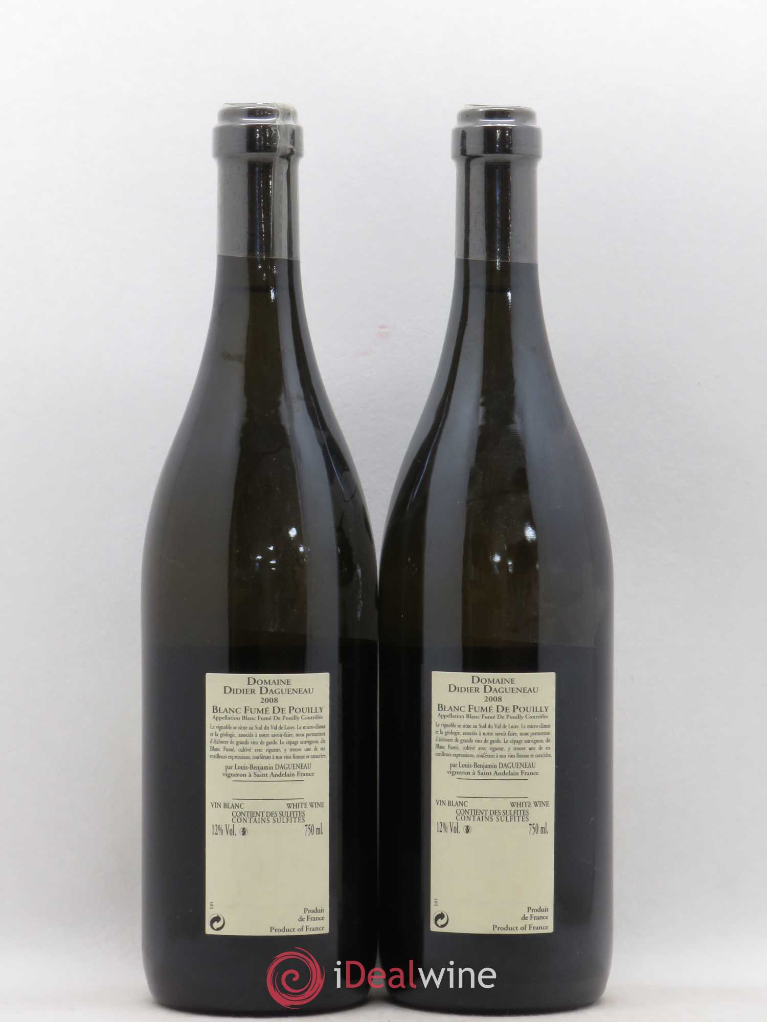 Pouilly-Fumé Blanc Fumé de Pouilly Dagueneau (Domaine Didier - Louis-Benjamin) 2008 - Lot de 2 bouteilles - 1