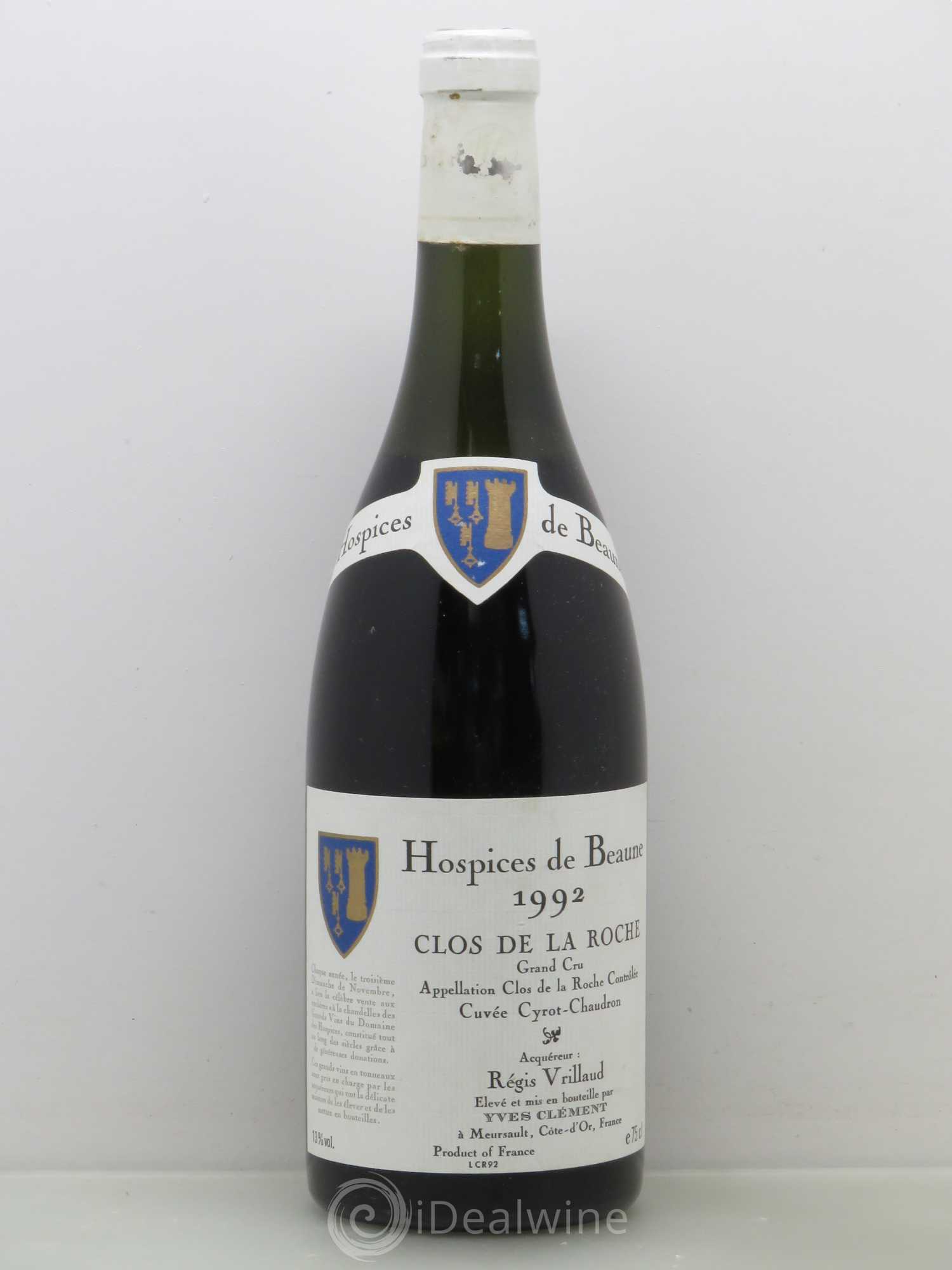 Clos de la Roche Grand Cru Hospices de Beaune Cuvée Cyrot Chaudron 1992 - Posten von 1 Flasche - 0