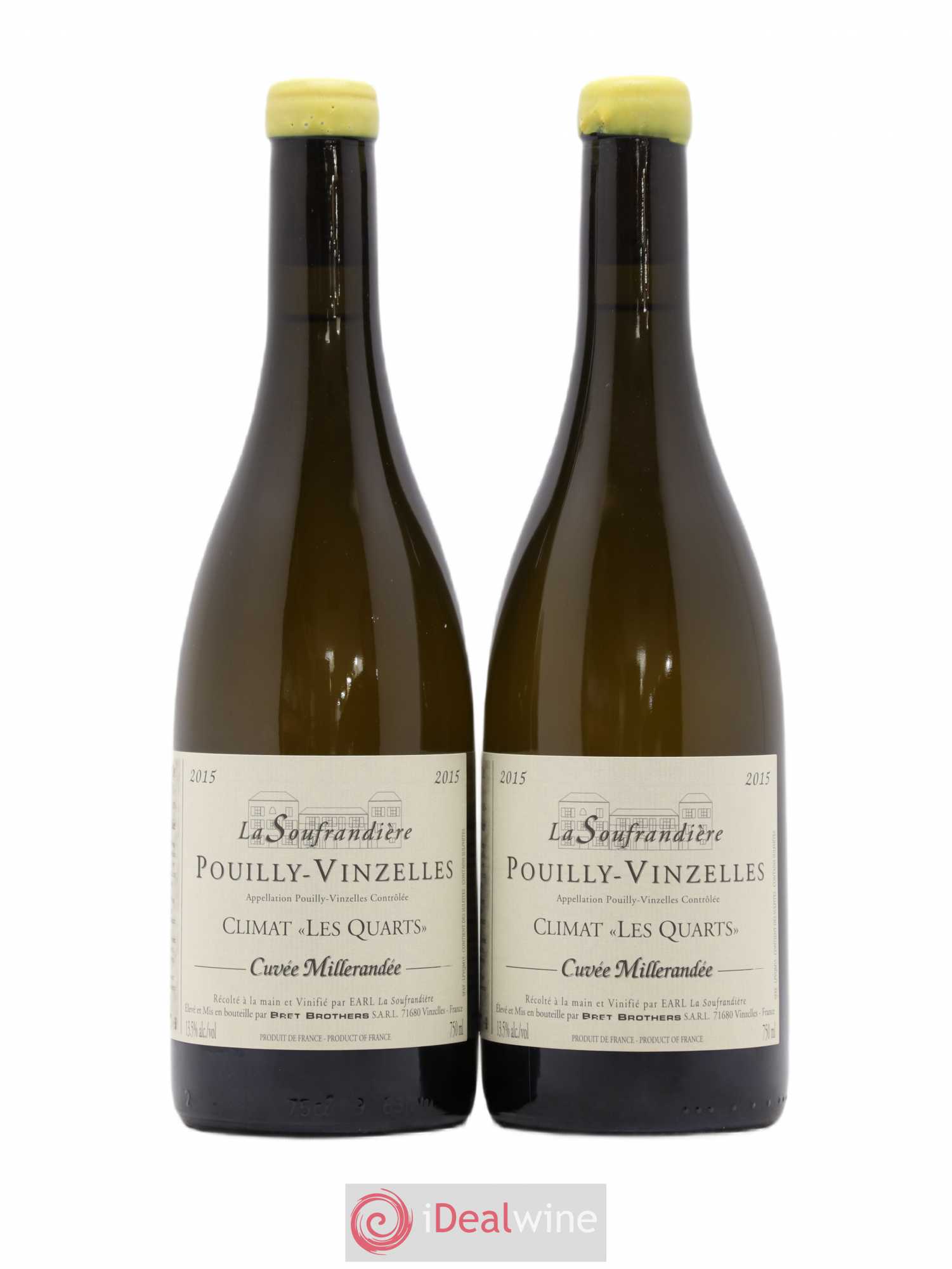 Pouilly-Vinzelles Les Quarts Cuvée Millerandee Domaine La Soufrandiere Bret Brothers 2015 - Posten von 2 Flaschen - 0