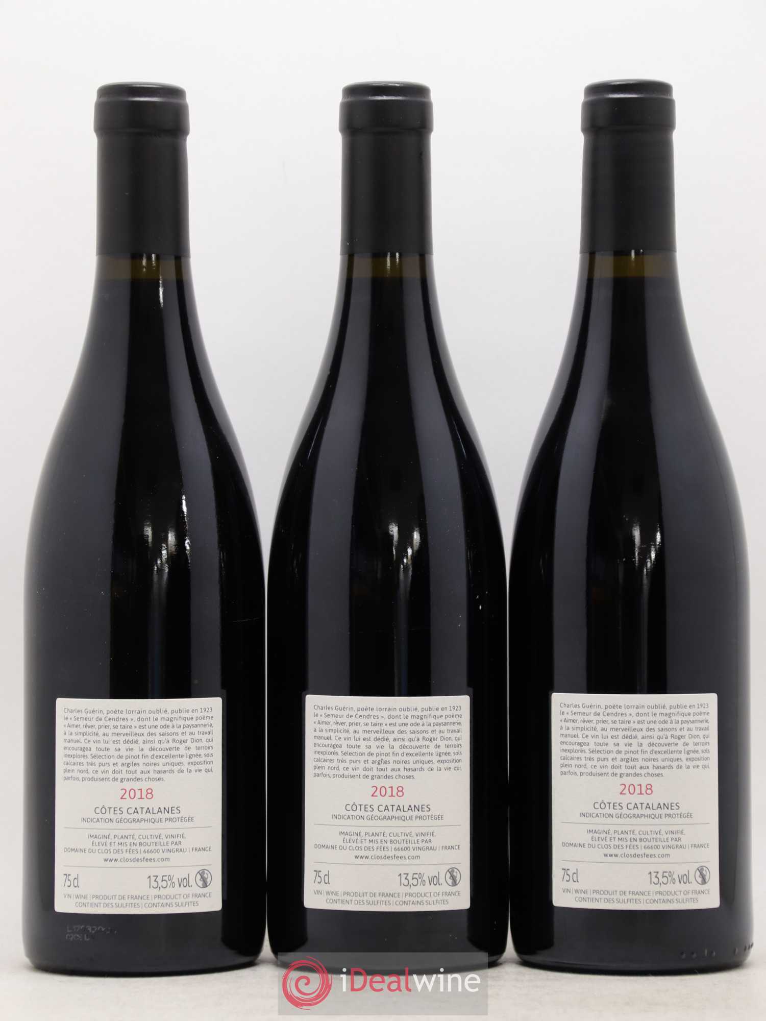 Côtes Catalanes Clos des Fées Aimer Rêver Prier Se taire Hervé Bizeul 2018 - Lot de 3 bouteilles - 1