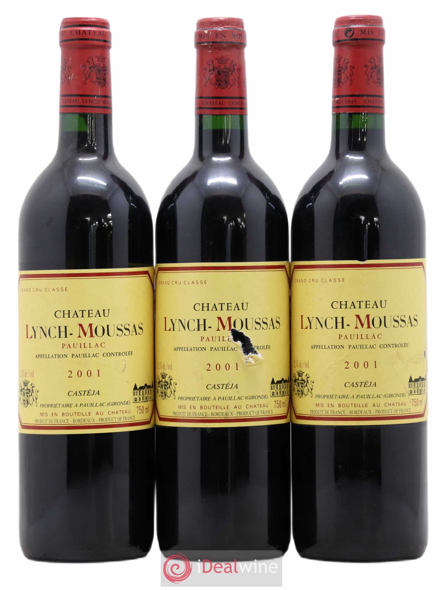 Château Lynch Moussas 5ème Grand Cru Classé 2001 - Lot de 3 bouteilles - 0