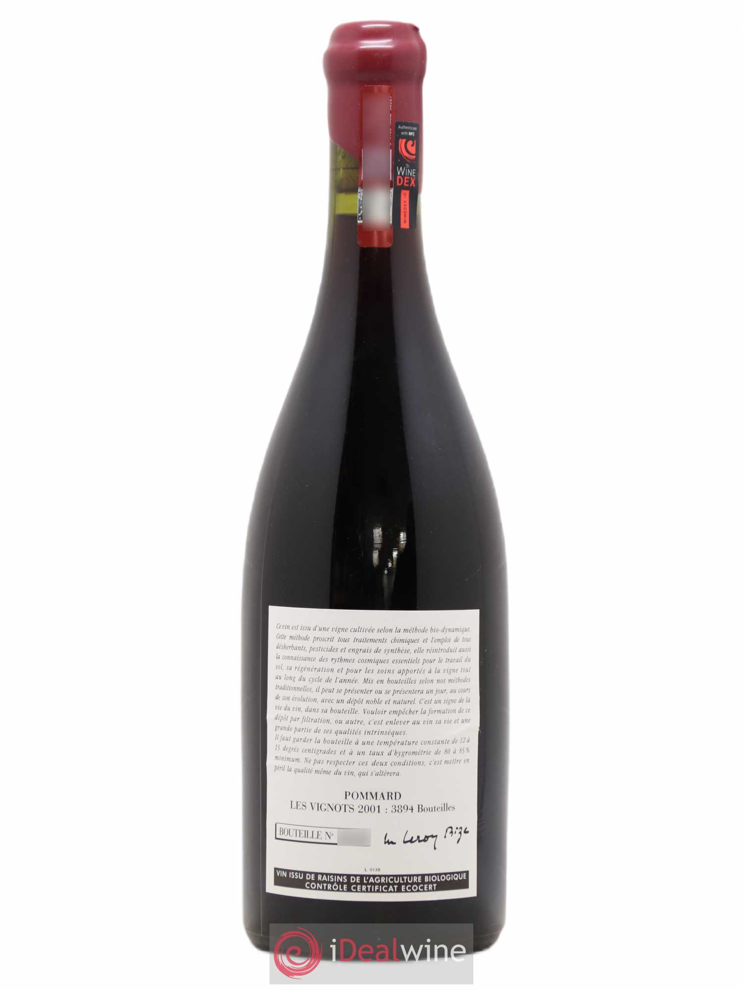 Pommard Les Vignots Leroy (Domaine) 2001 - Lot de 1 bouteille - 1