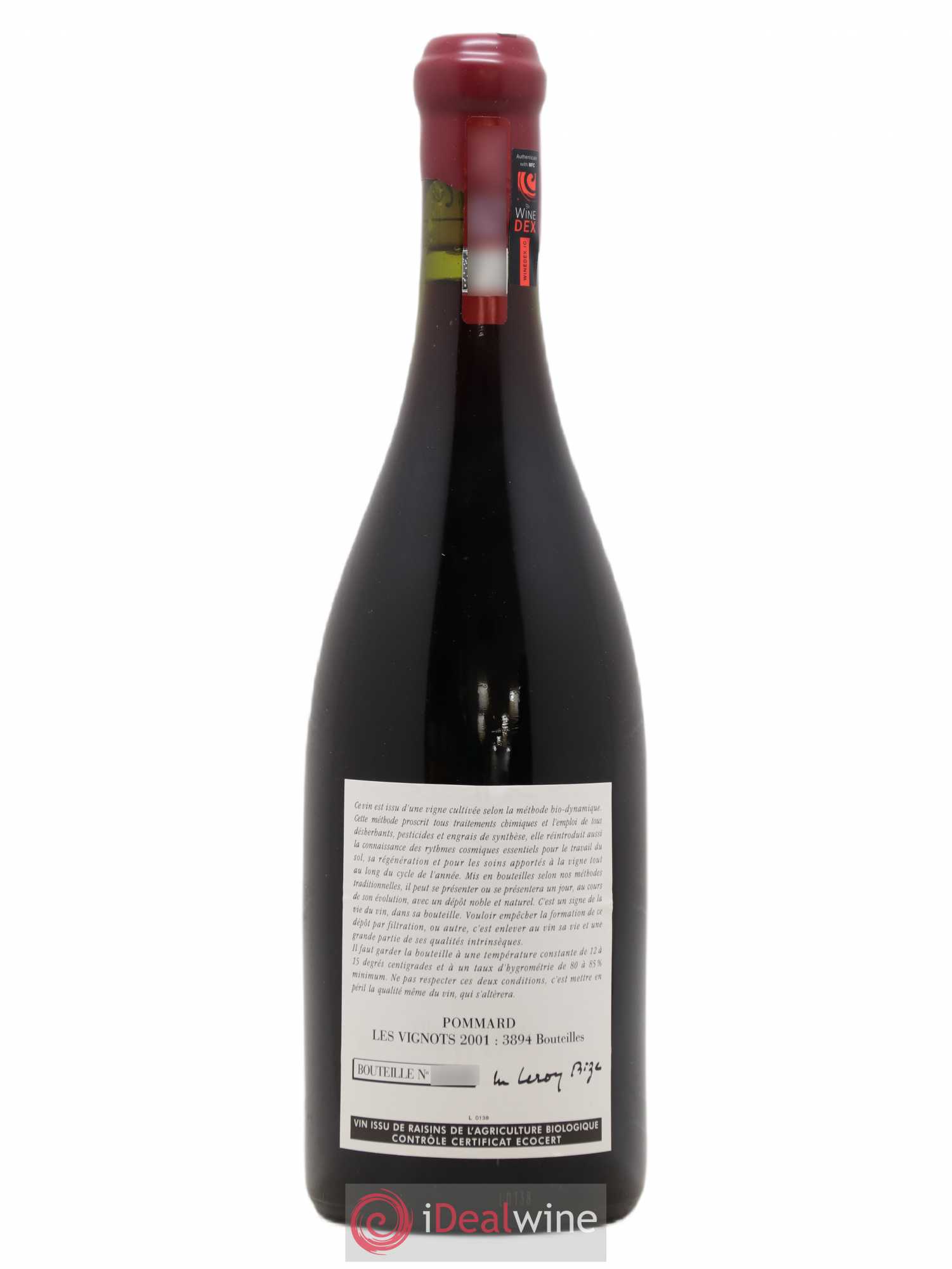 Pommard Les Vignots Leroy (Domaine) 2001 - Lot de 1 bouteille - 1