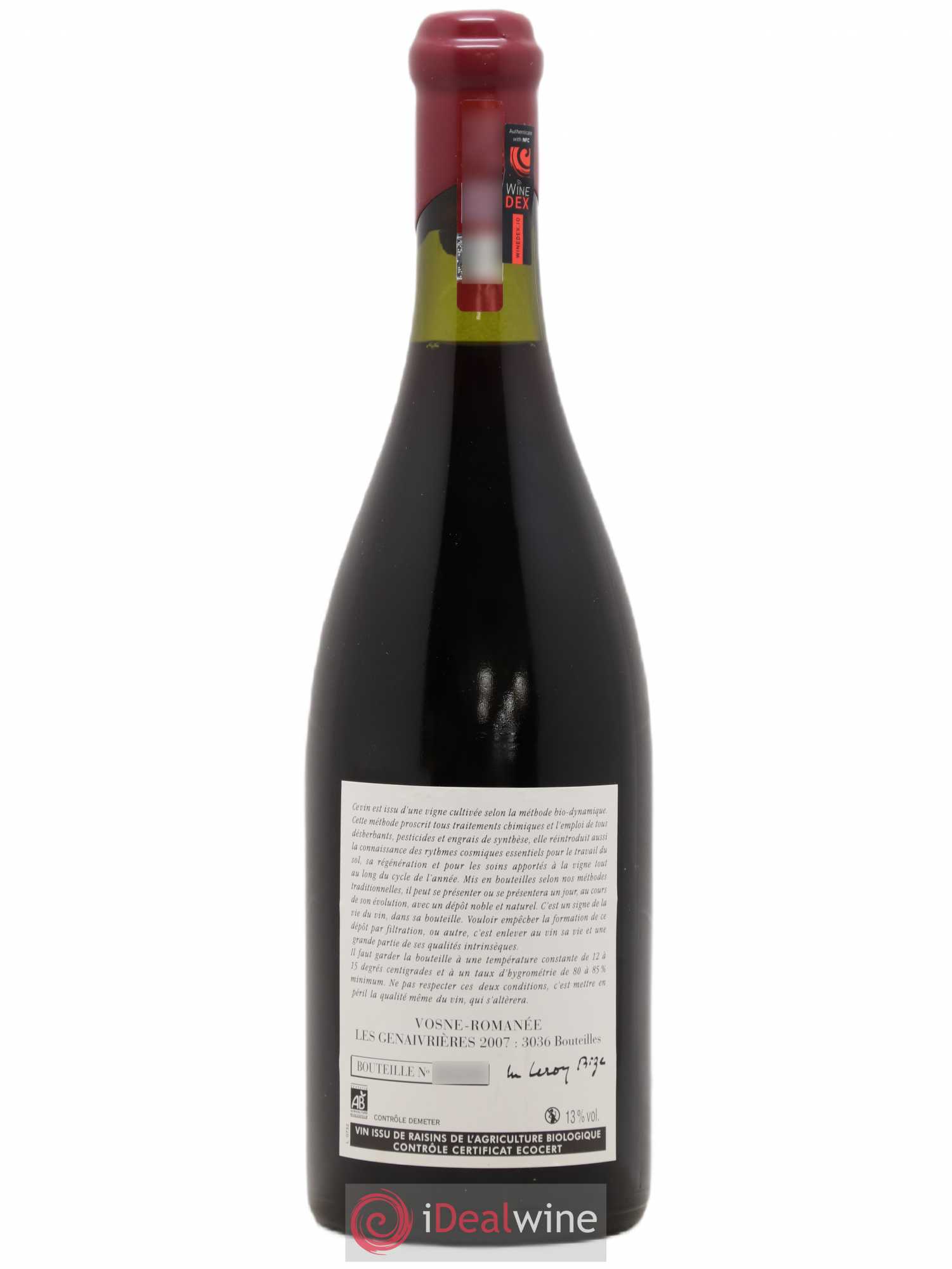 Vosne-Romanée Les Genaivrières Leroy (Domaine) 2007 - Lot de 1 bouteille - 1