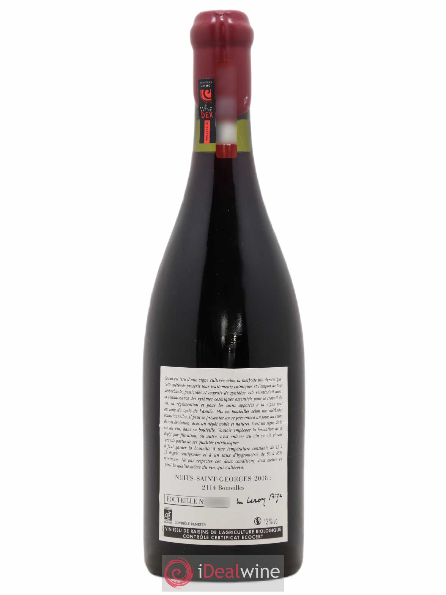 Nuits-Saint-Georges Leroy (Domaine) 2008 - Lot de 1 bouteille - 1