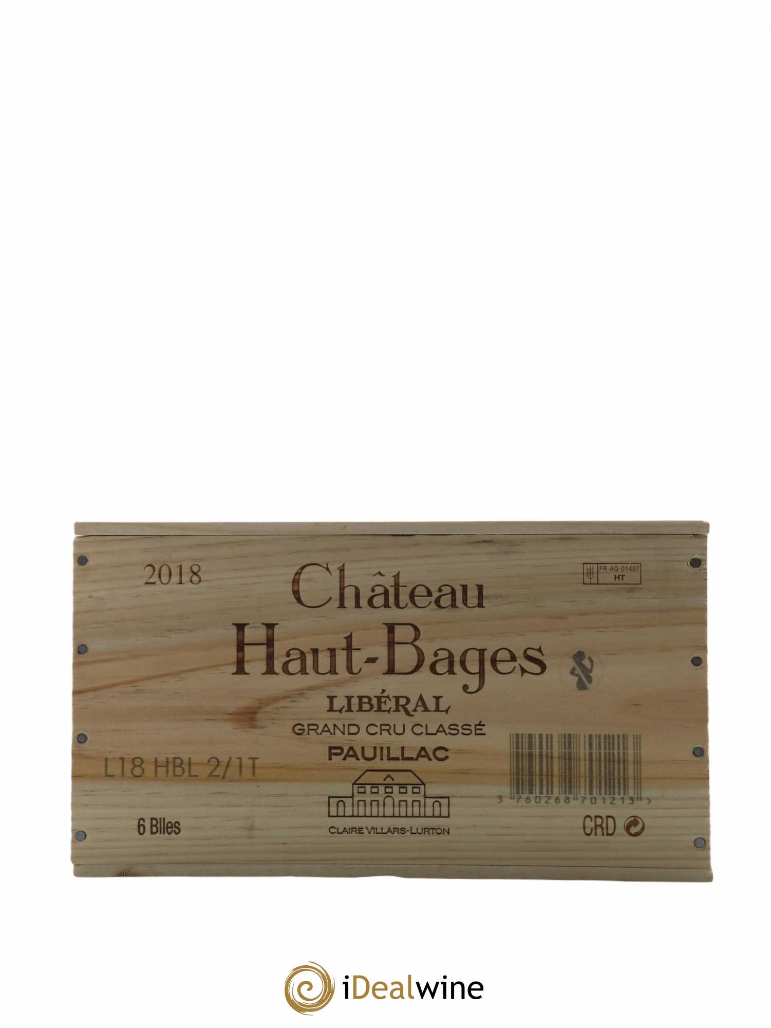 Château Haut Bages Libéral 5ème Grand Cru Classé 2018 - Lot de 6 bouteilles - 0