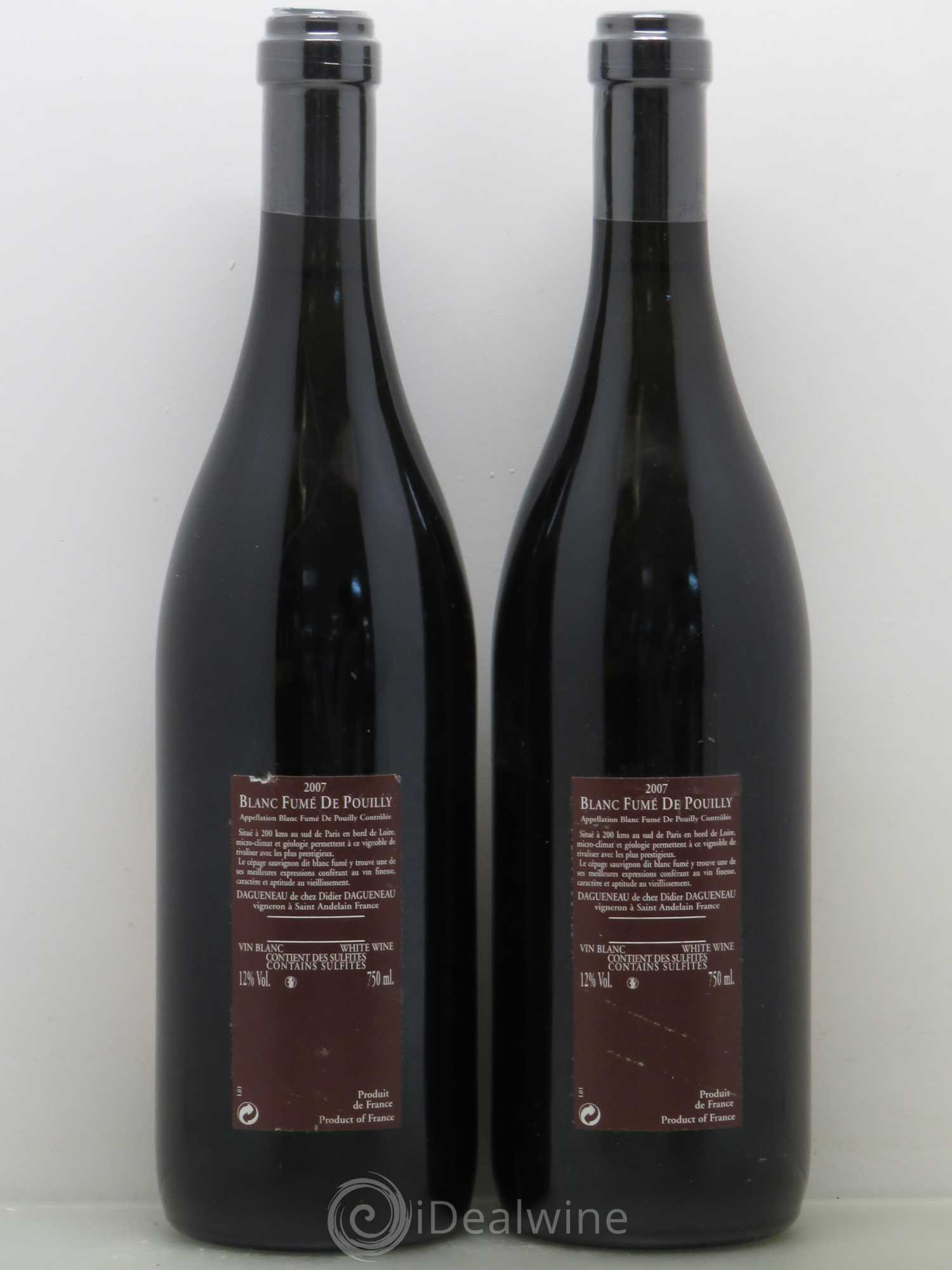 Vin de France (anciennement Pouilly-Fumé) Pur Sang Dagueneau (Domaine Didier - Louis-Benjamin) 2007 - Lot de 2 bouteilles - 1