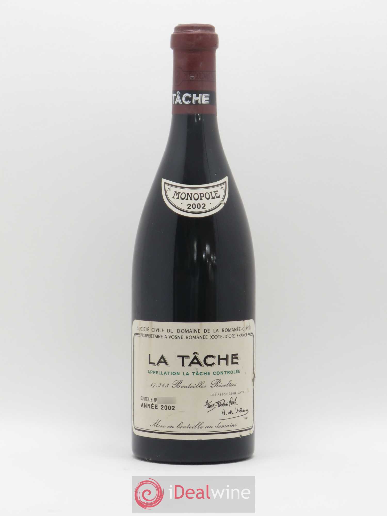 La Tâche Grand Cru Domaine de la Romanée-Conti 2002 - Lot de 1 bouteille - 0