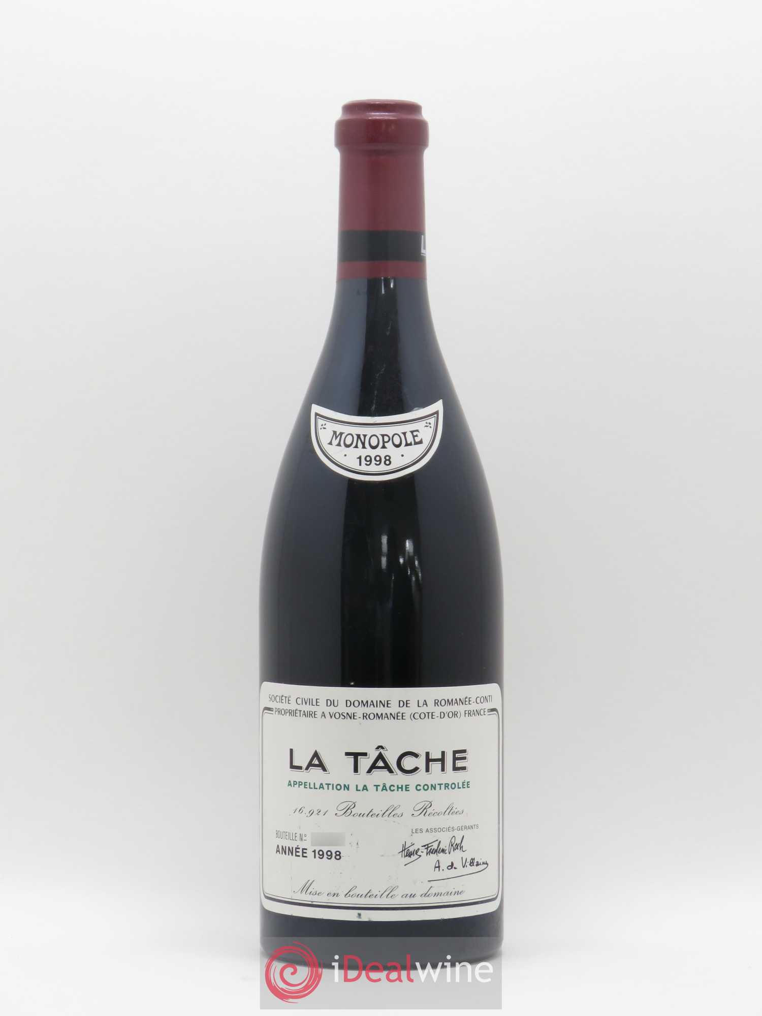 La Tâche Grand Cru Domaine de la Romanée-Conti 1998 - Lot de 1 bouteille - 0